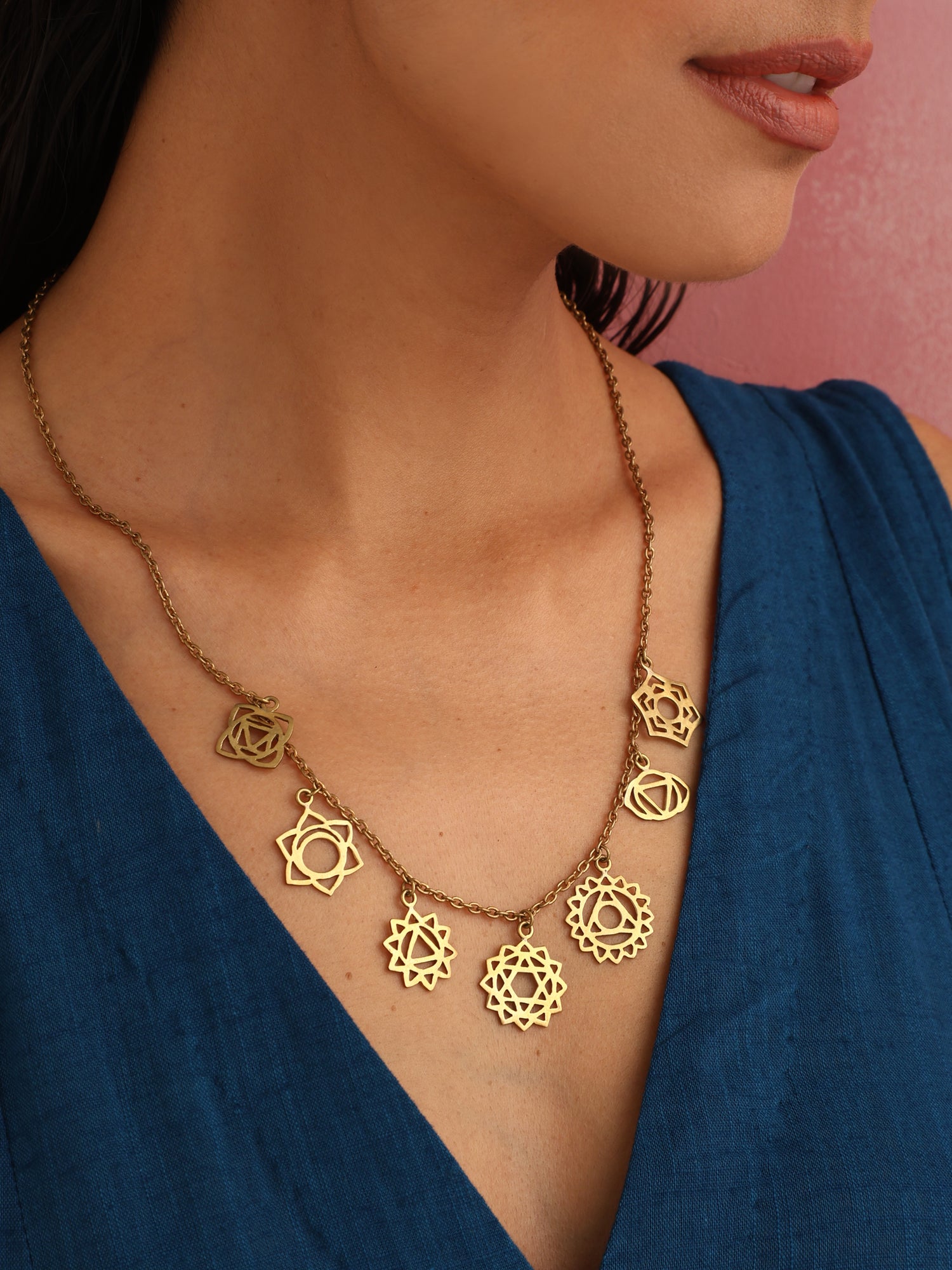 trueBrowns Brass Dangle Necklace