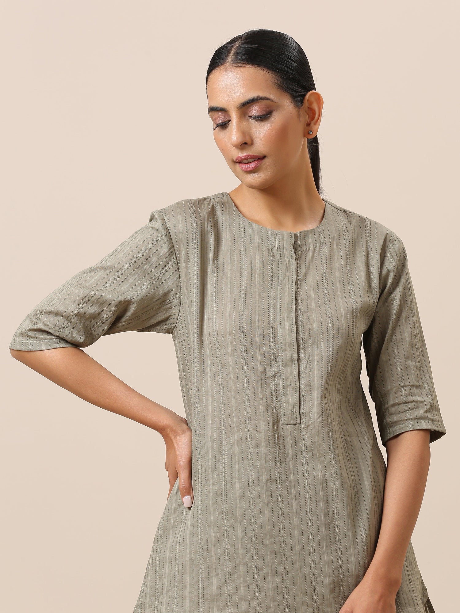 Cotton Olive Green Short Co-Ord Set - trueBrowns