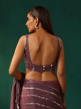 trueBrowns Mauve Cotton Silver Lurex Sleeveless Blouse