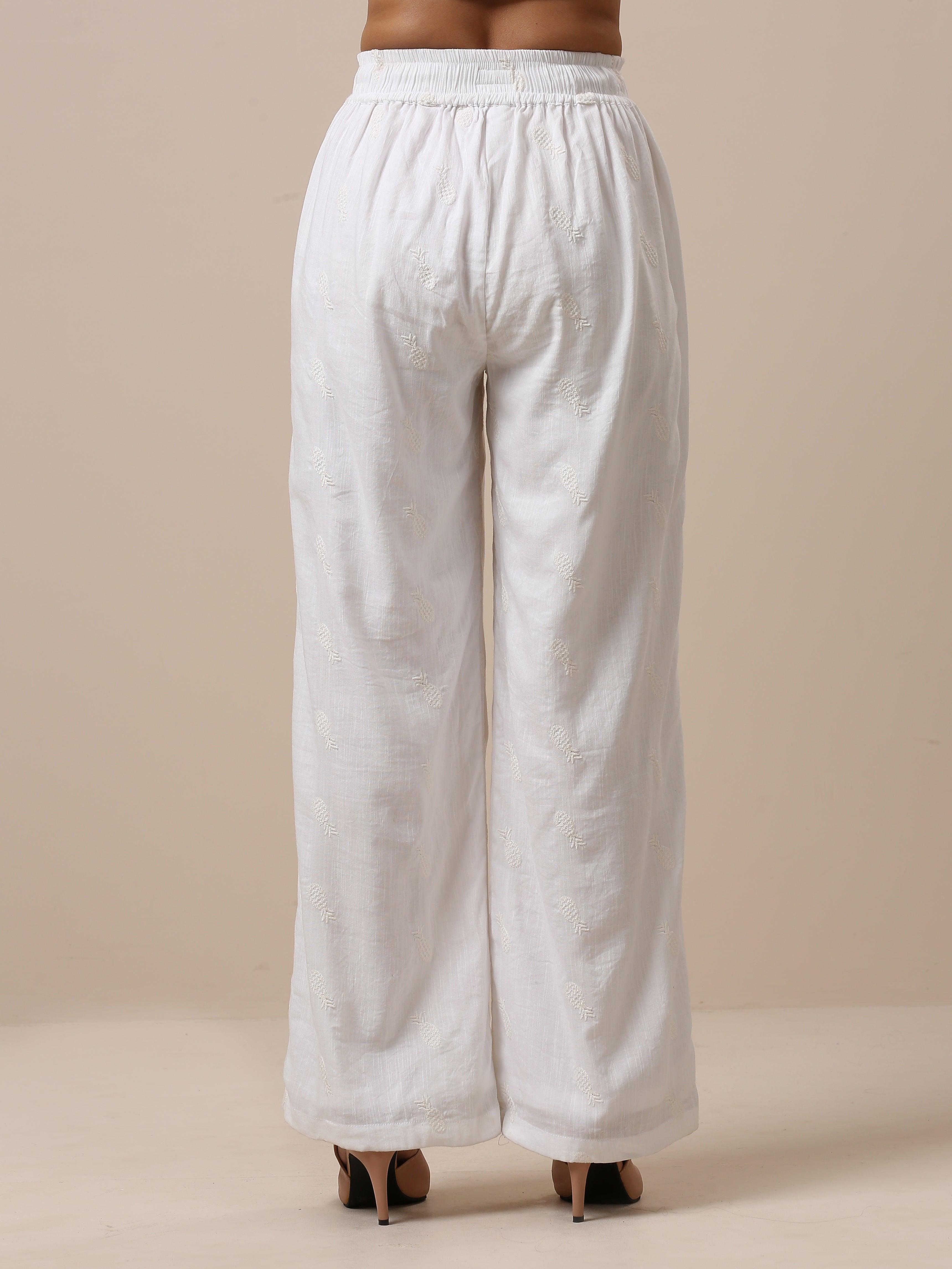 Cotton White Pineapple High Waist Pant - trueBrowns