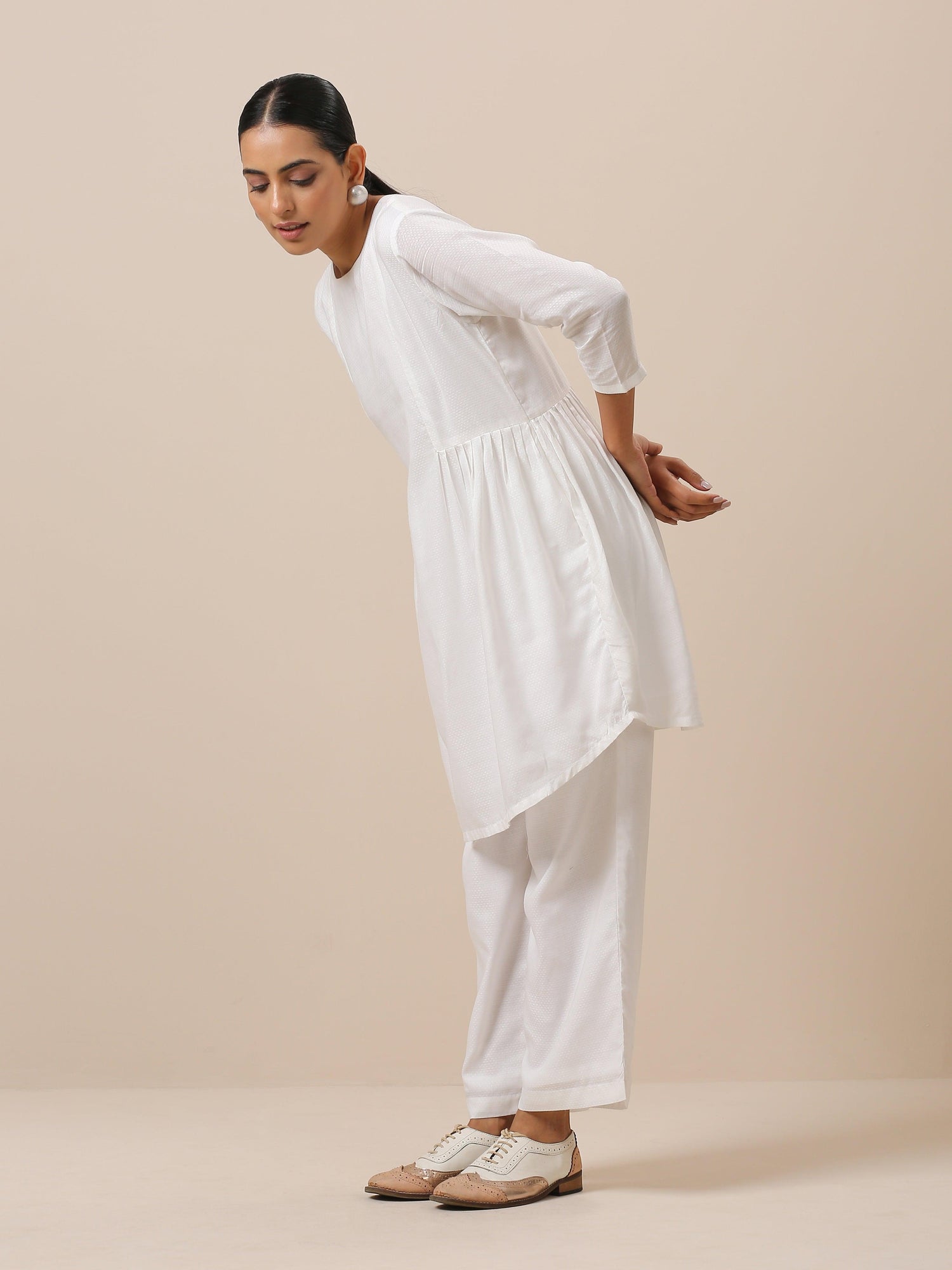Cotton White Gathers Co-Ord Set - trueBrowns