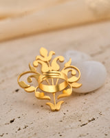 trueBrowns 22K Gold-Plated Leaf Ring