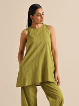 Green Dobby Sleeveless Co-Ord Set