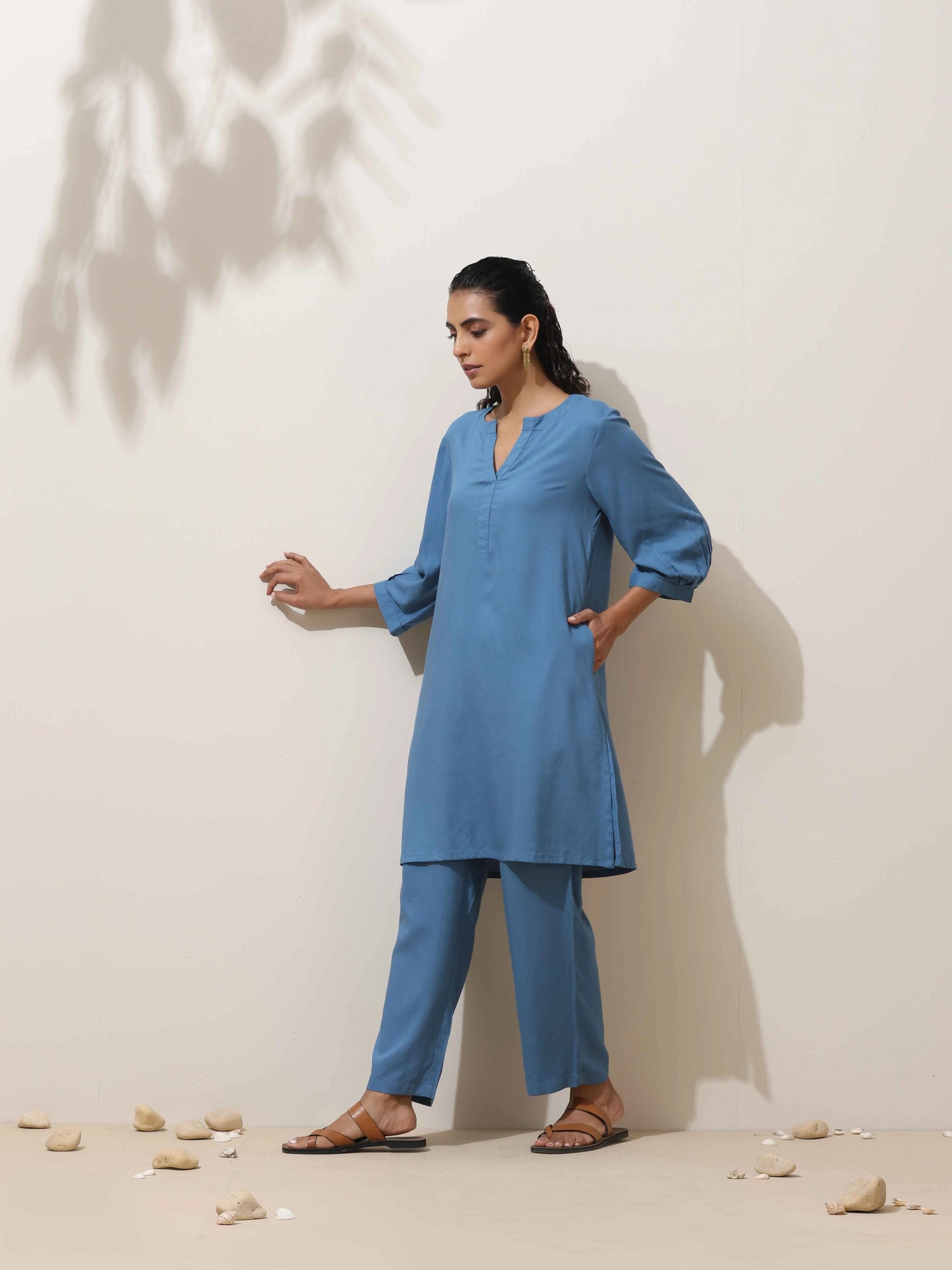 trueBrowns Blue Viscose Co-ord Set