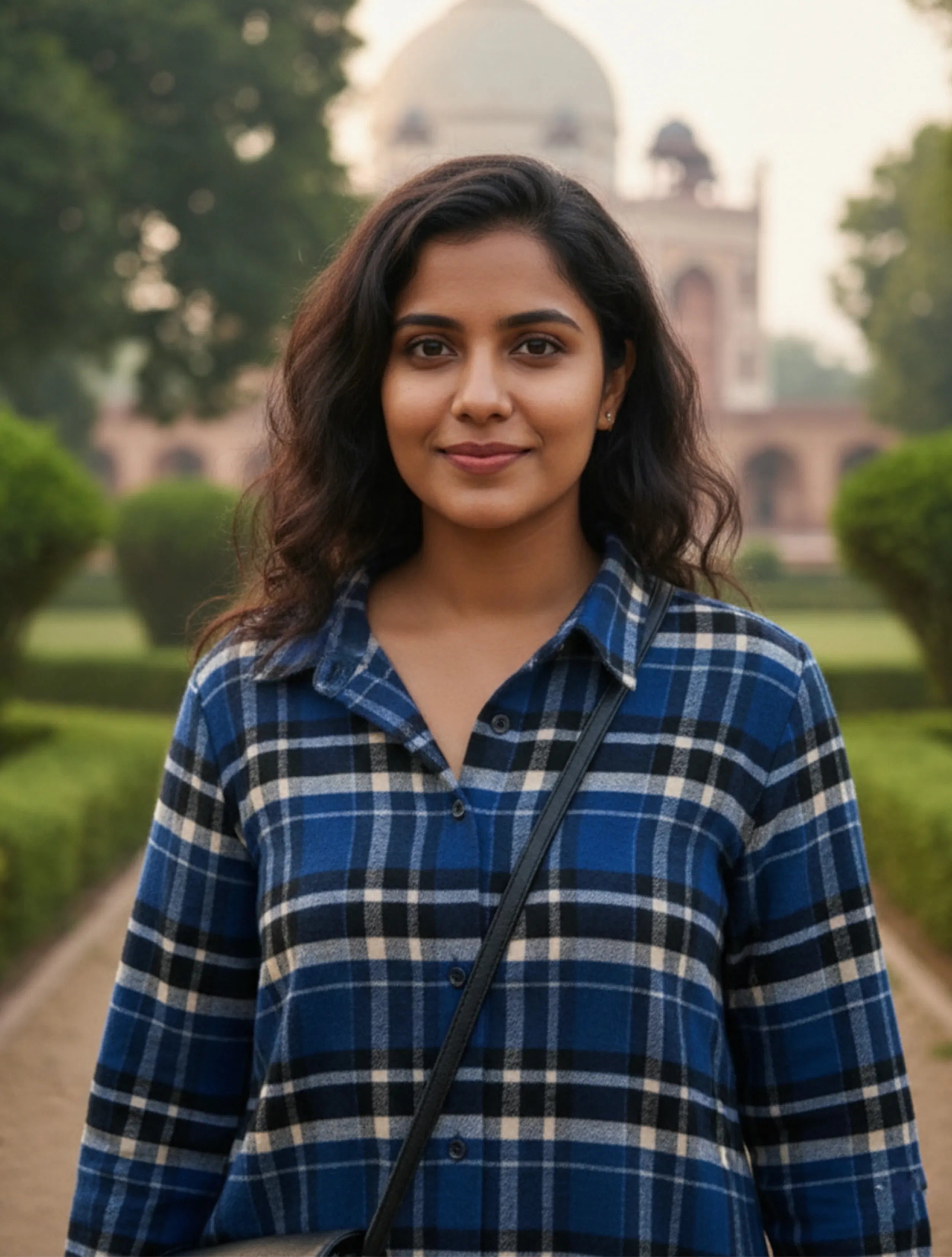 trueBrowns Blue Check Long Shirt Dress