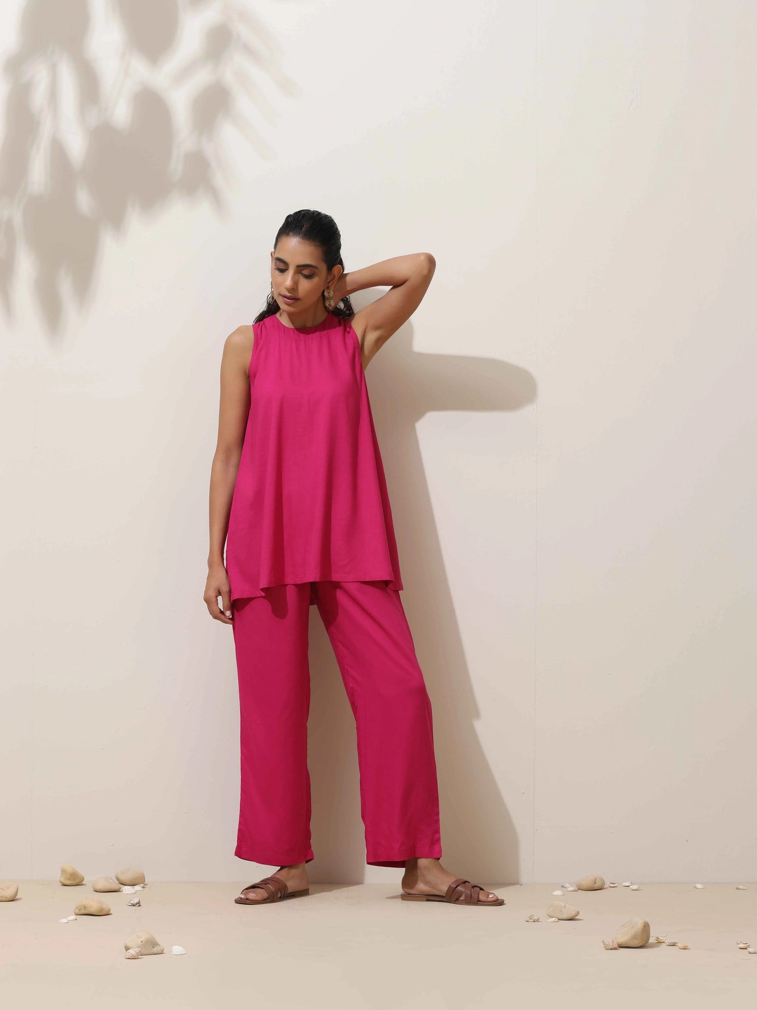 trueBrowns Pink Viscose Co-ord Set