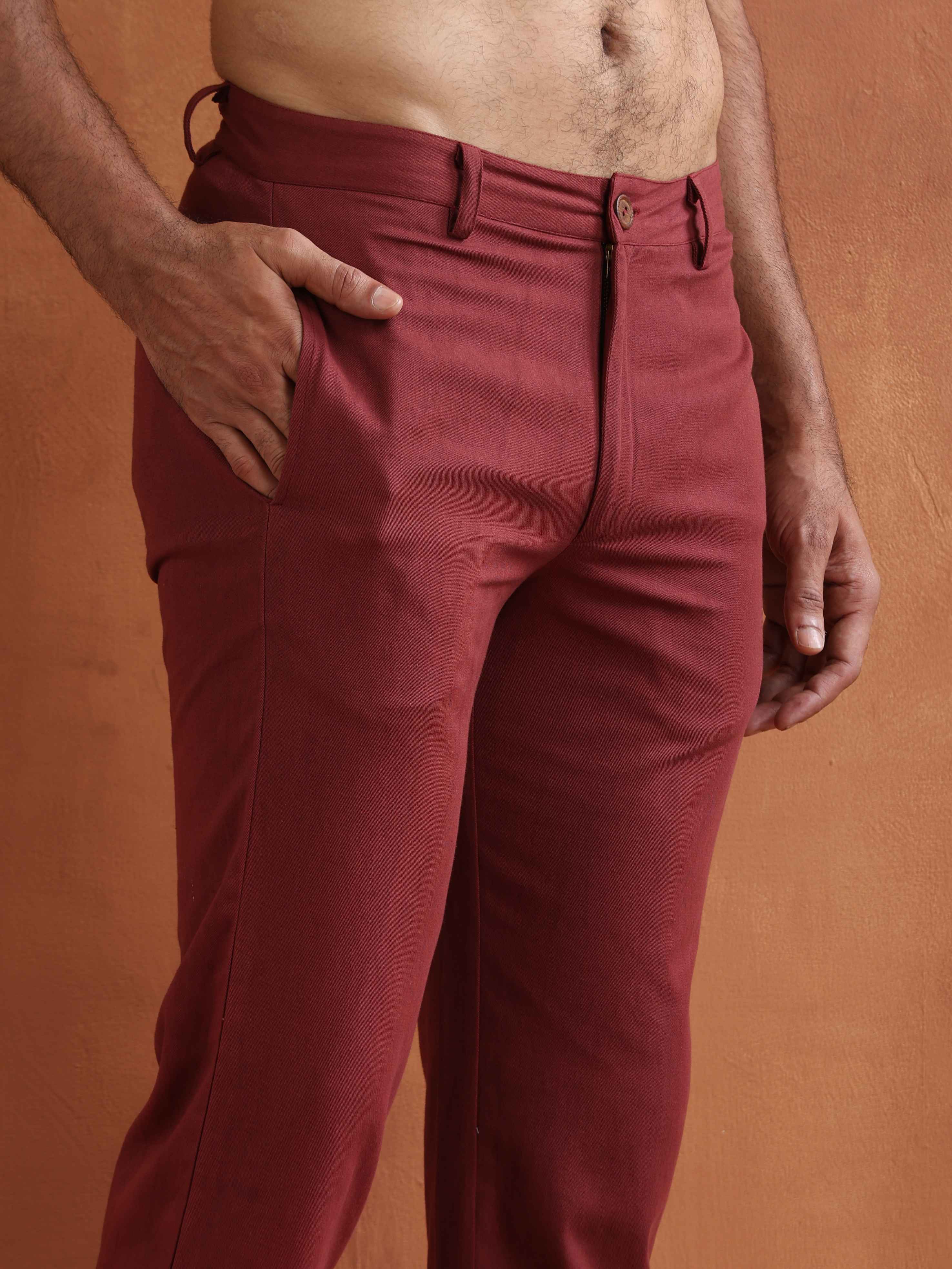 trueBrowns Men's Rust Cotton Twill Pants