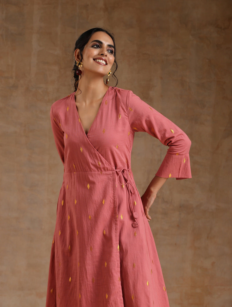 Blush Gold Cotton Angrakha Kurta Set