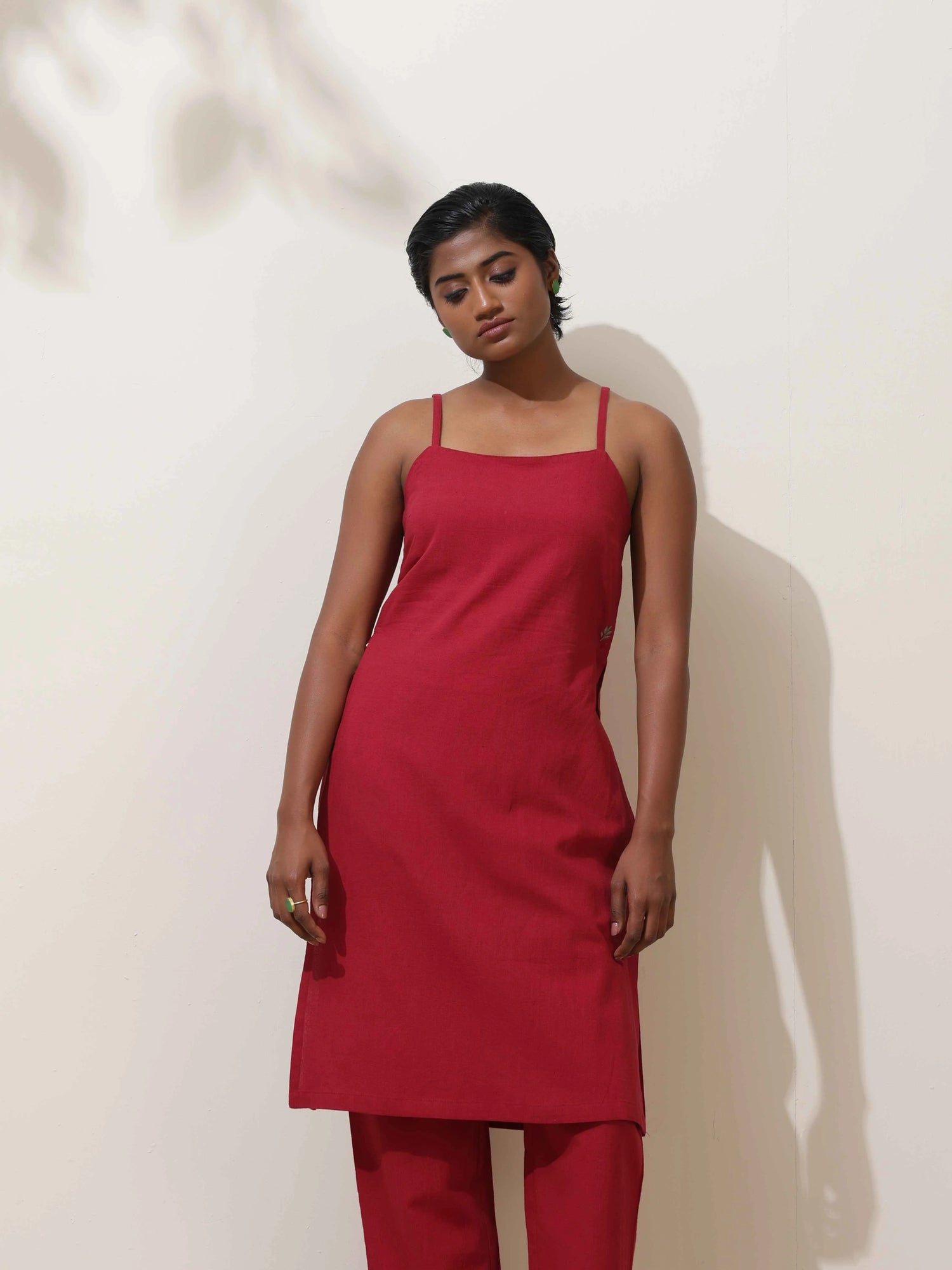 trueBrowns Maroon Cotton Kurta Co-Ord Set