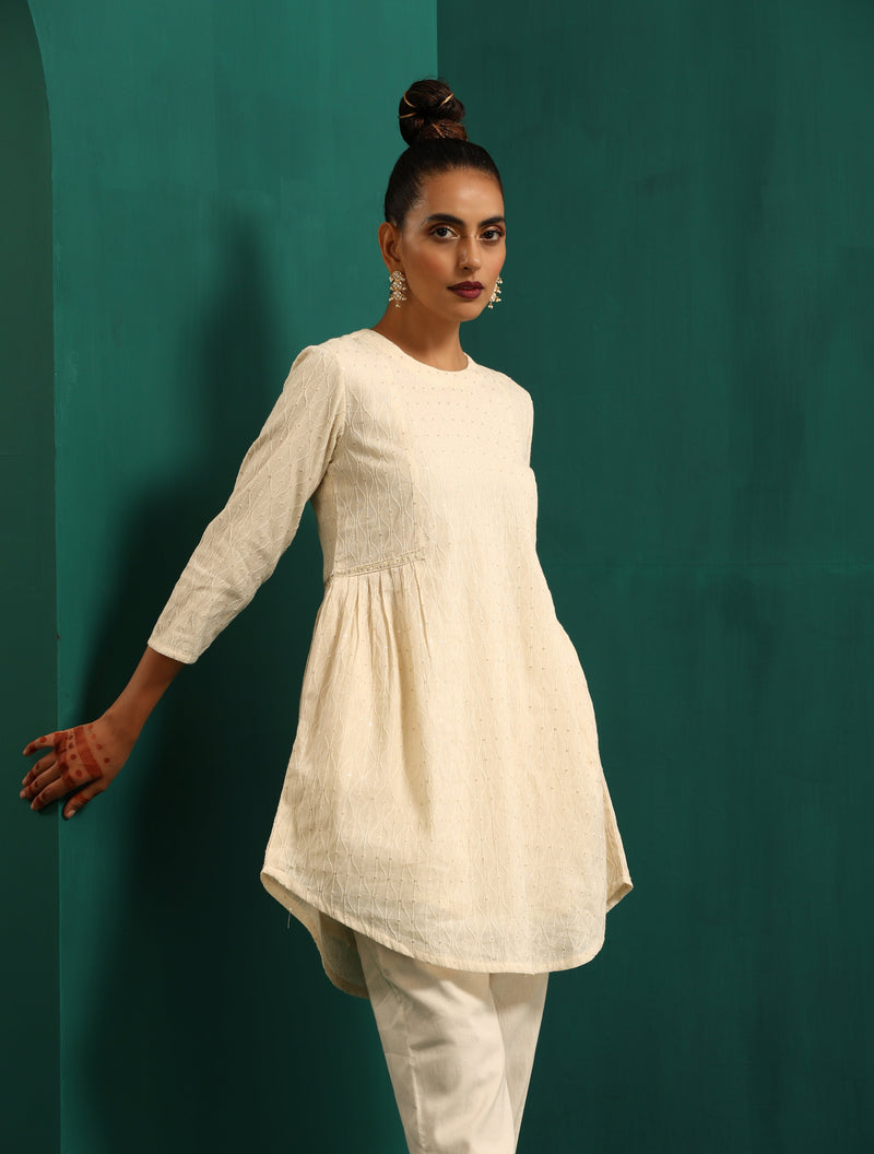 trueBrowns Ivory Thread Embroidered Co-ord Set
