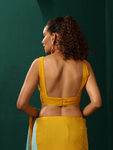 trueBrowns Mustard Muslin Silk Sleeveless Blouse