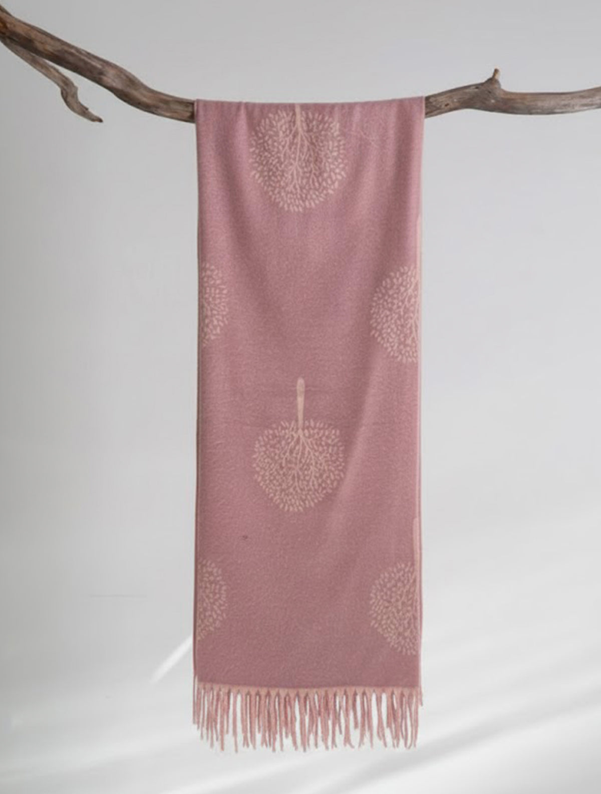 trueBrowns Pink Woollen Weave Floral Stole