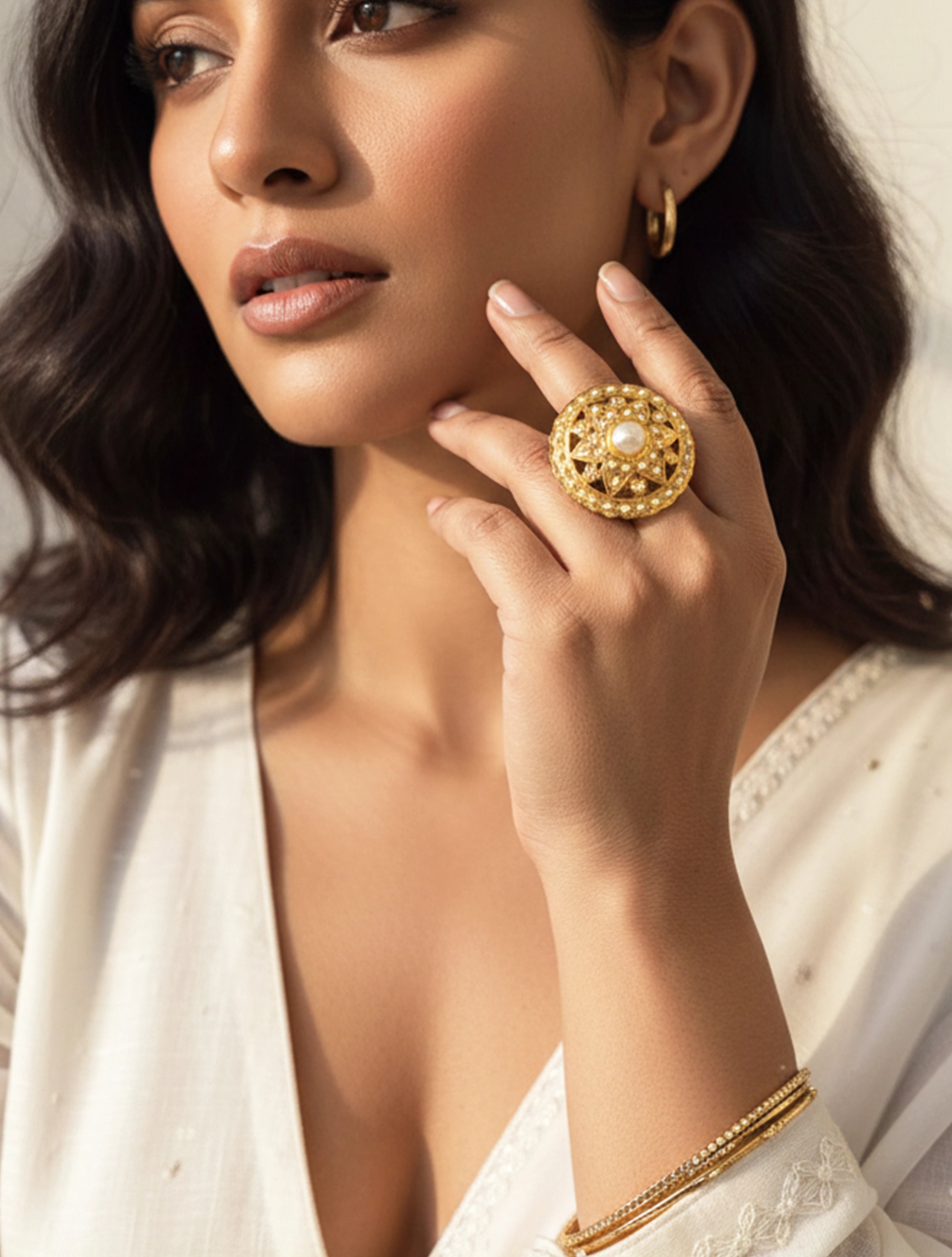trueBrowns Circular Pearl Ring