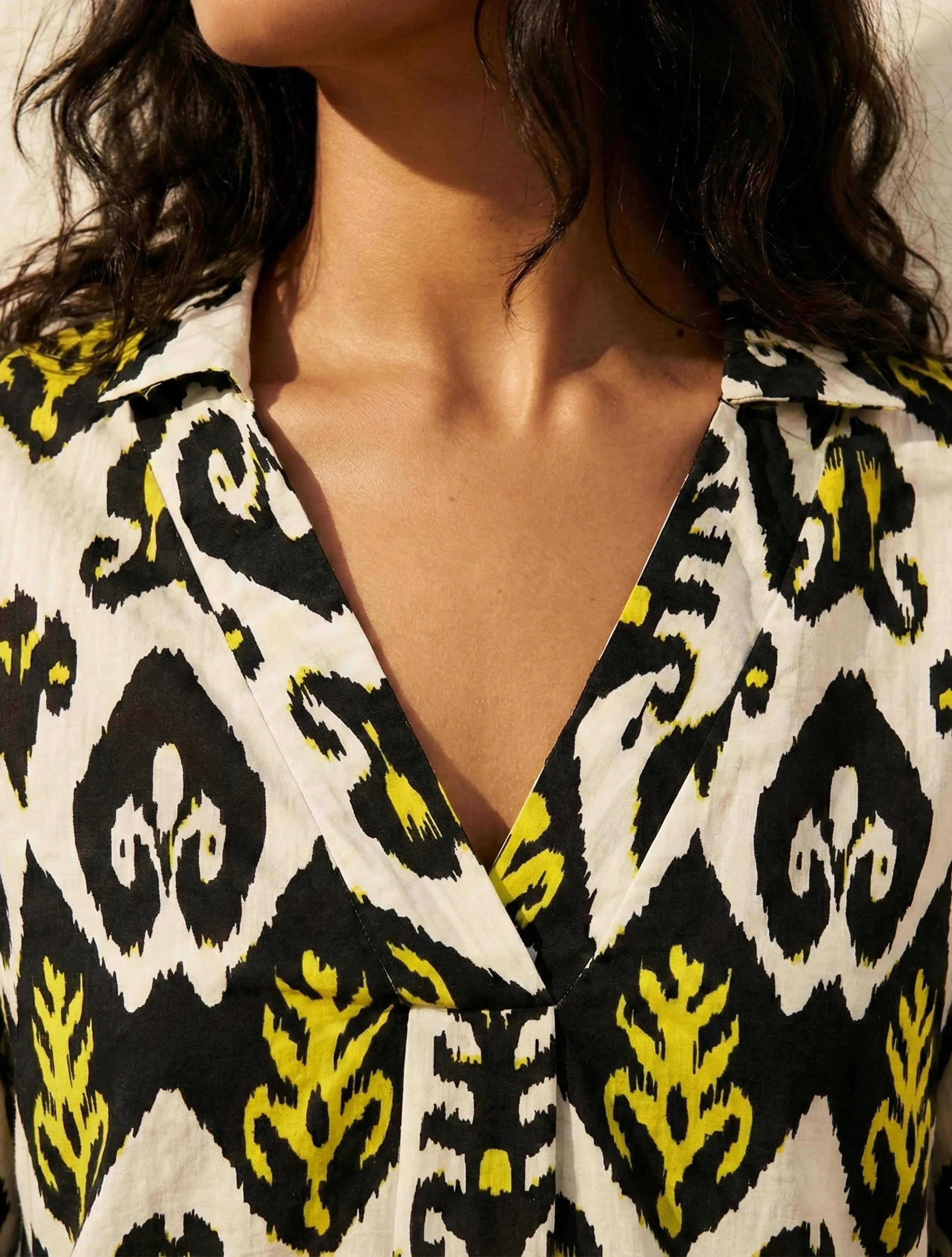 trueBrowns Black White Ikat Print Cotton Co-Ord Set
