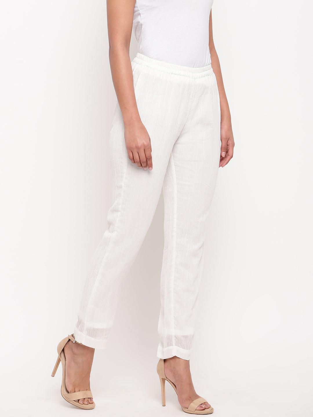 White Crinkled Pant - trueBrowns