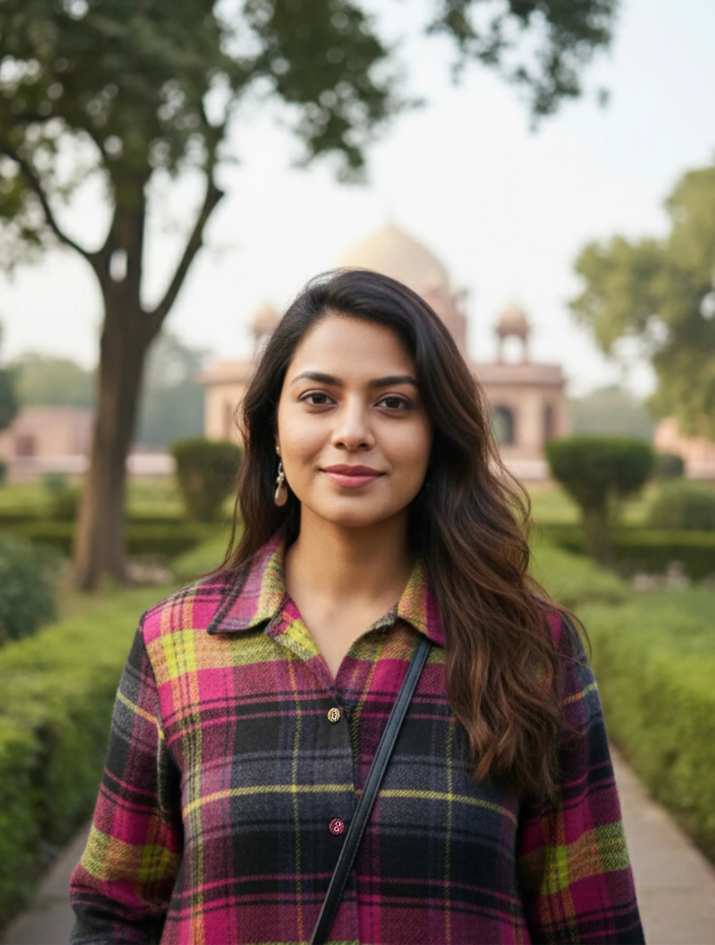 trueBrowns Pink Check Long Shirt Dress