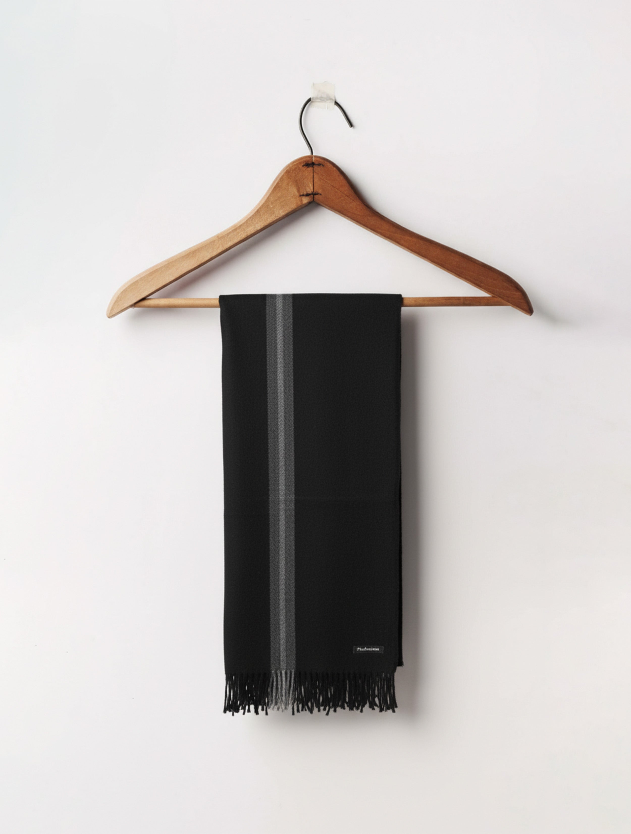 trueBrowns Black With Grey Line Woollen Stole