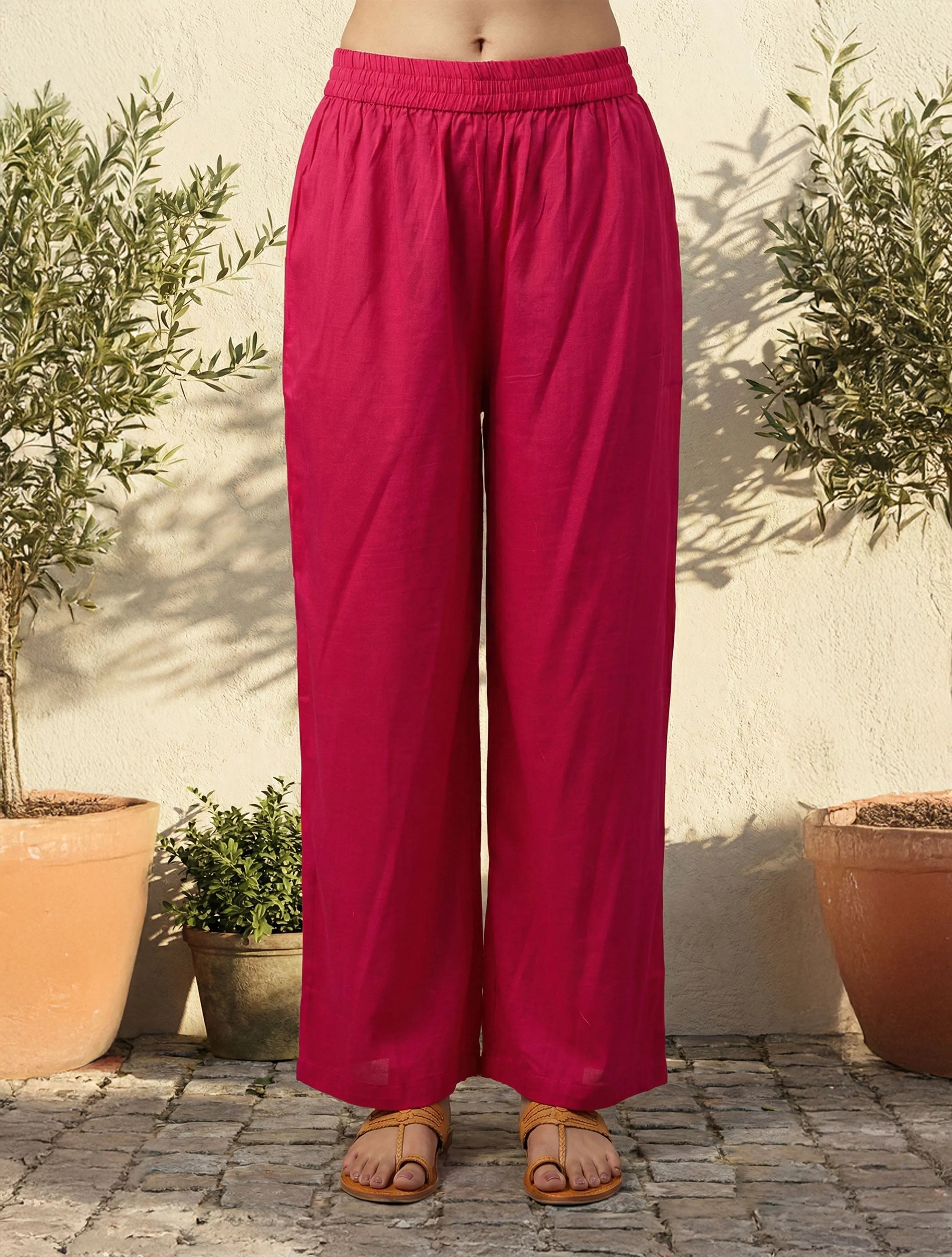 trueBrowns Pink Printed A-Line Kurta Pant Set