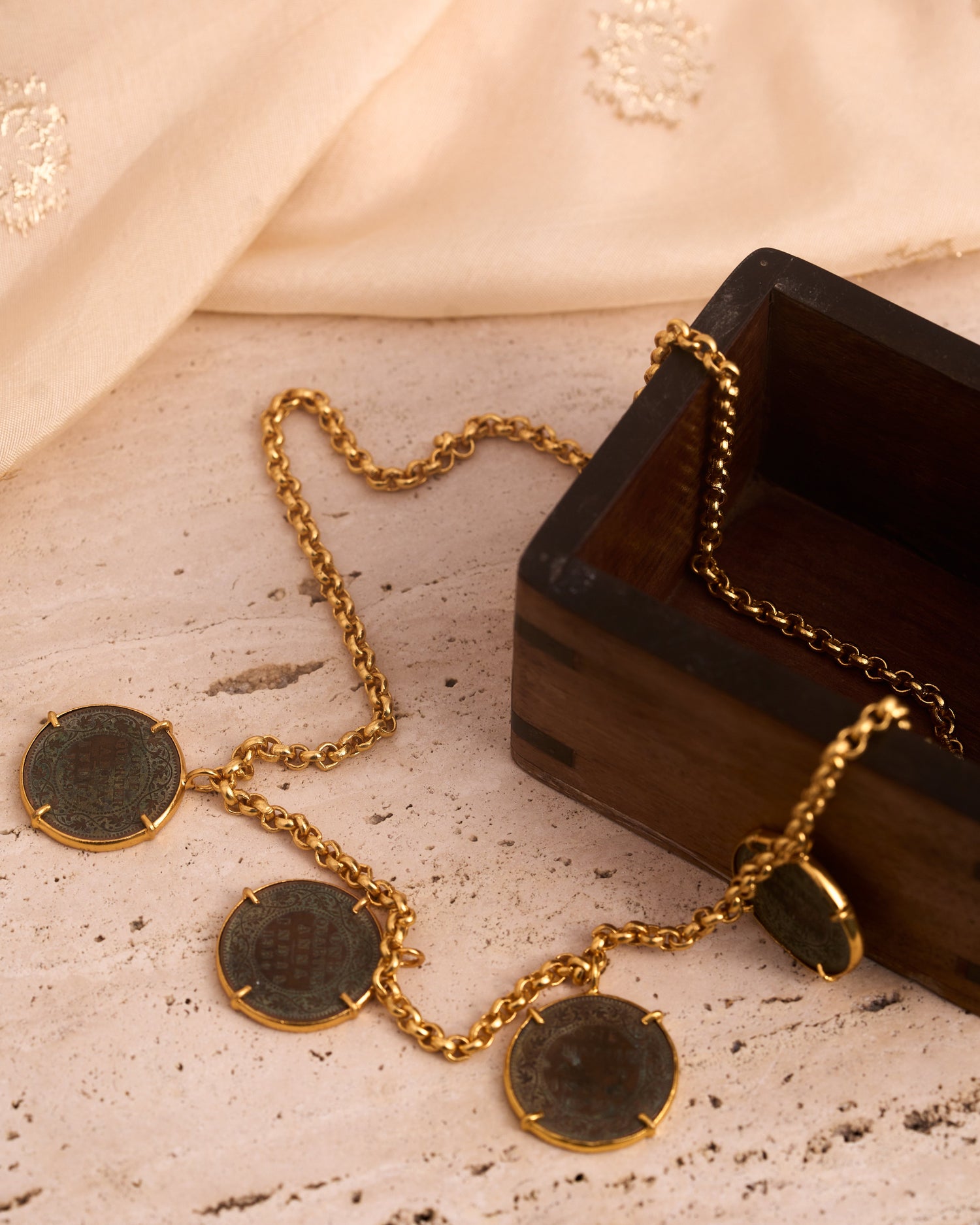 trueBrowns 22K Gold-Plated Coin Necklace