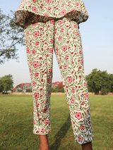 White Cotton Block Print Sleeveless Co-Ord set - trueBrowns