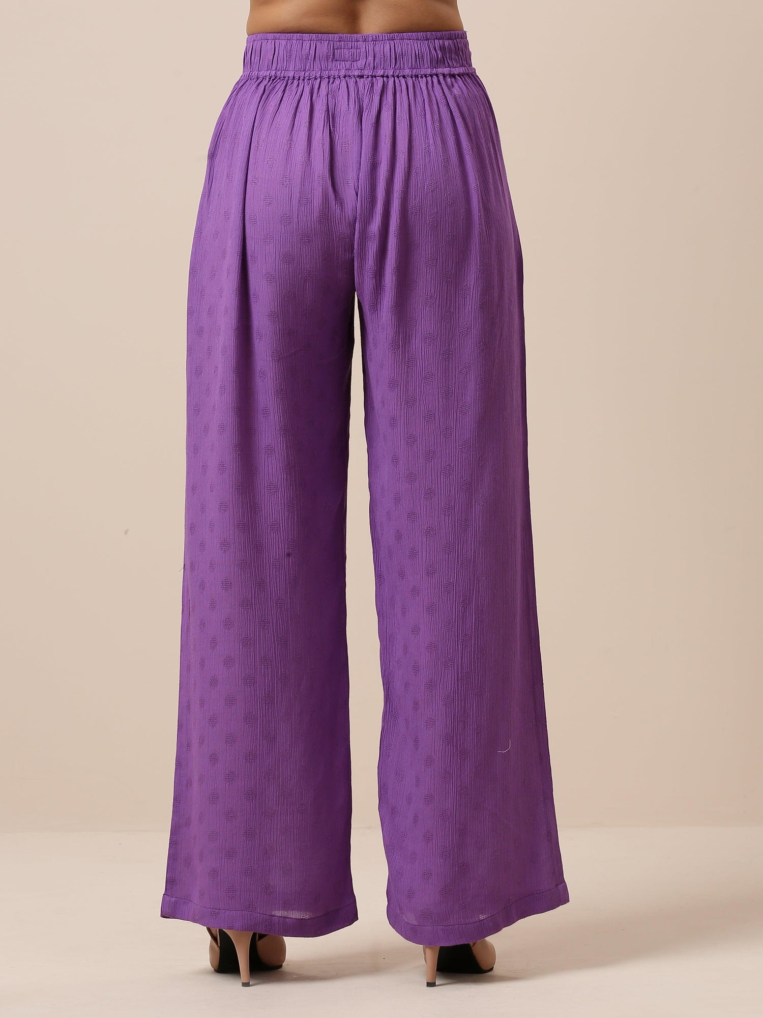 Cotton Purple Weave High Waist Pant - trueBrowns