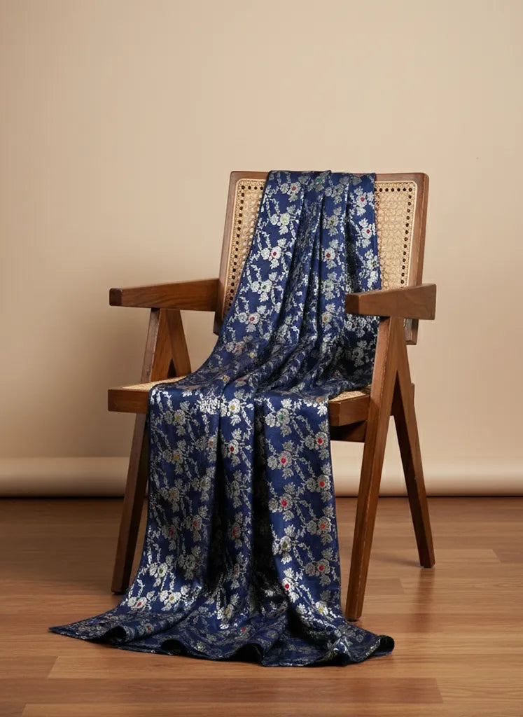 trueBrowns Blue Rose Brocade Dupatta
