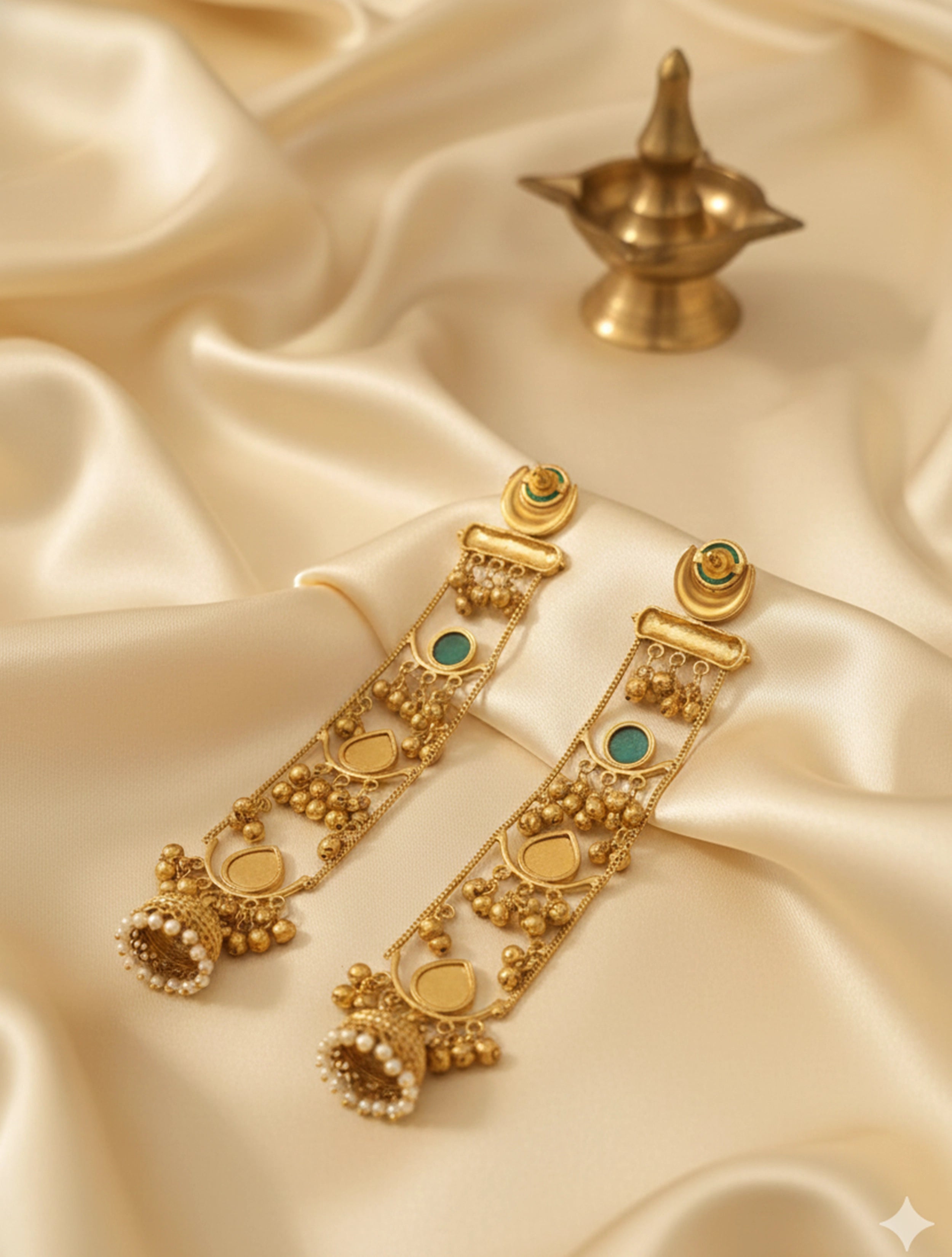 trueBrowns Kashmiri Blue Statement Kundan Drop Earrings