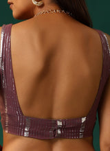 trueBrowns Mauve Cotton Silver Lurex Sleeveless Blouse