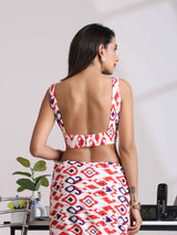 trueBrowns Carrot Muslin Ikat Sleeveless Blouse