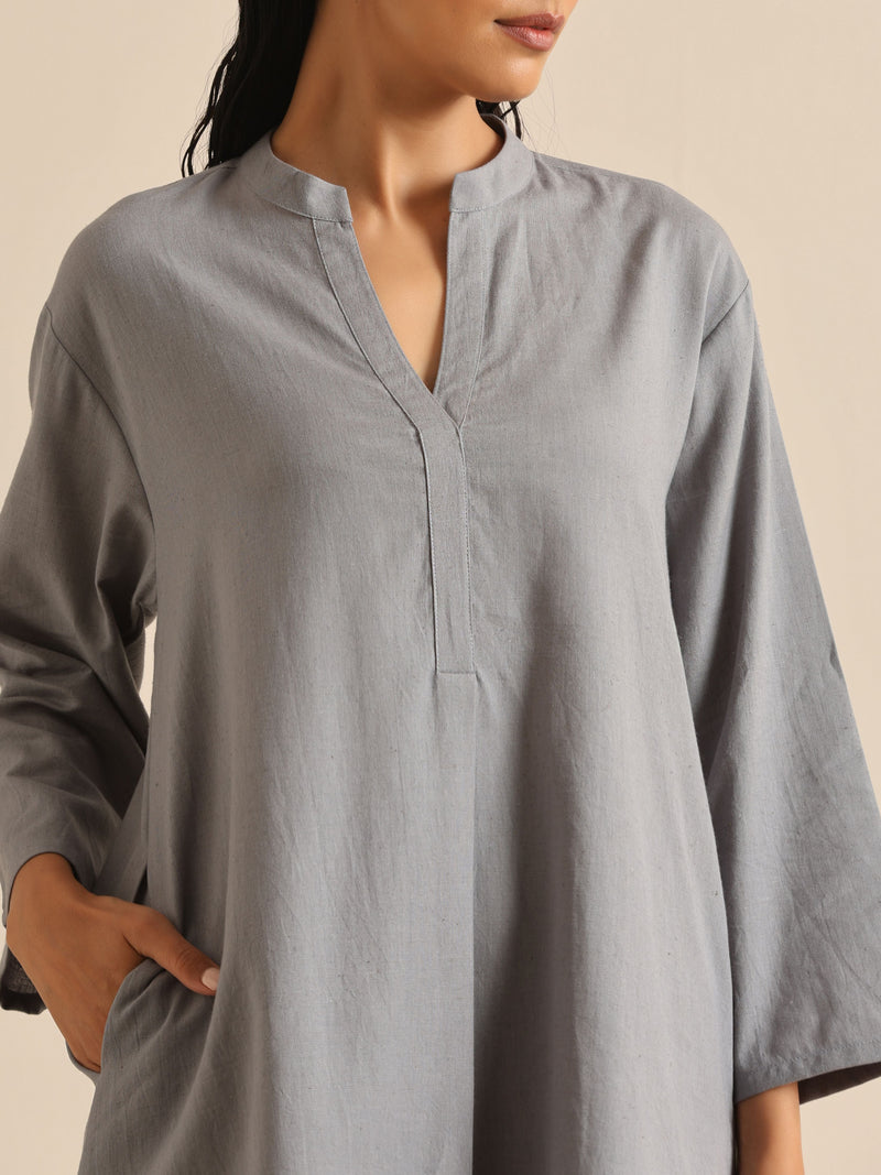 Steel Blue Khadi Relaxed Co-Ord Set