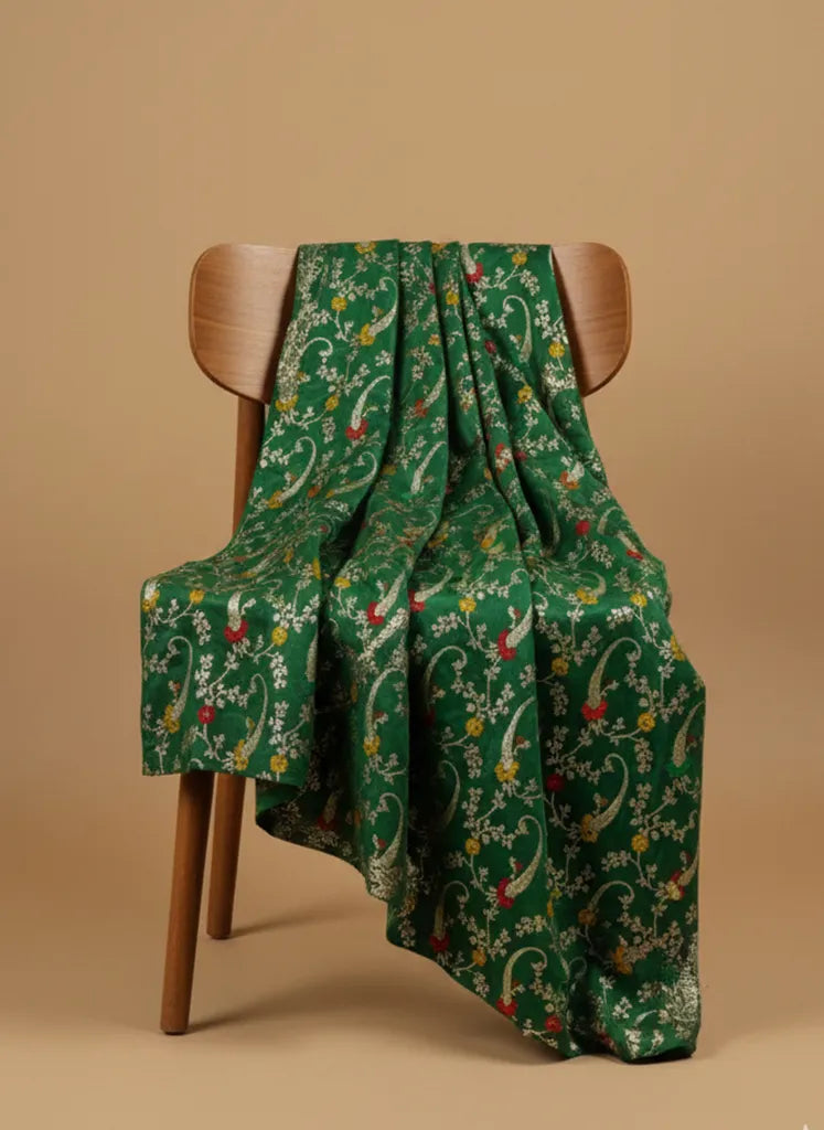 trueBrowns Green Paisley Brocade Dupatta