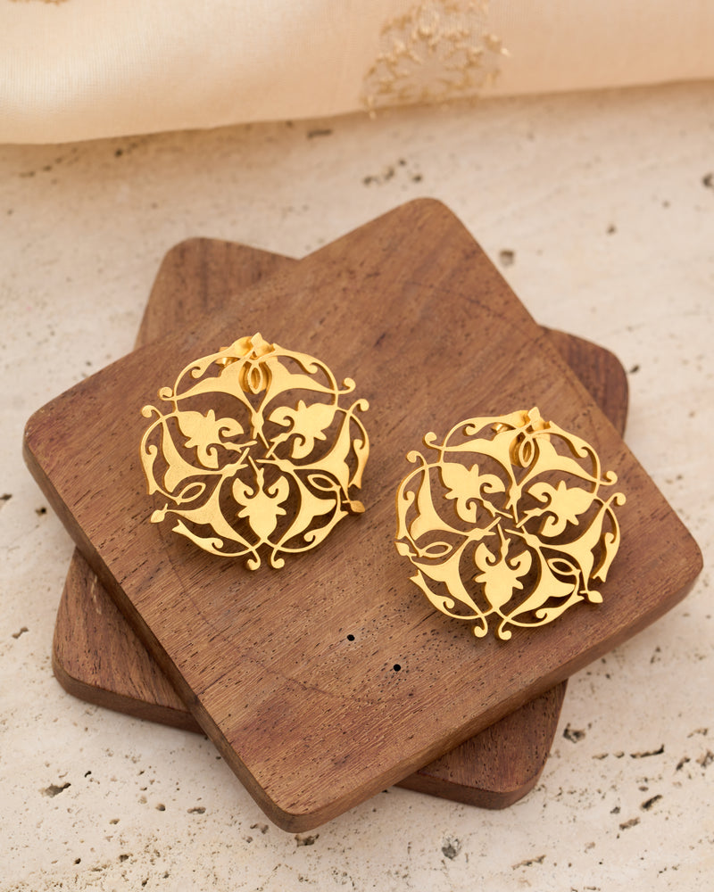 trueBrowns 22K Gold-Plated Leaf Earrings