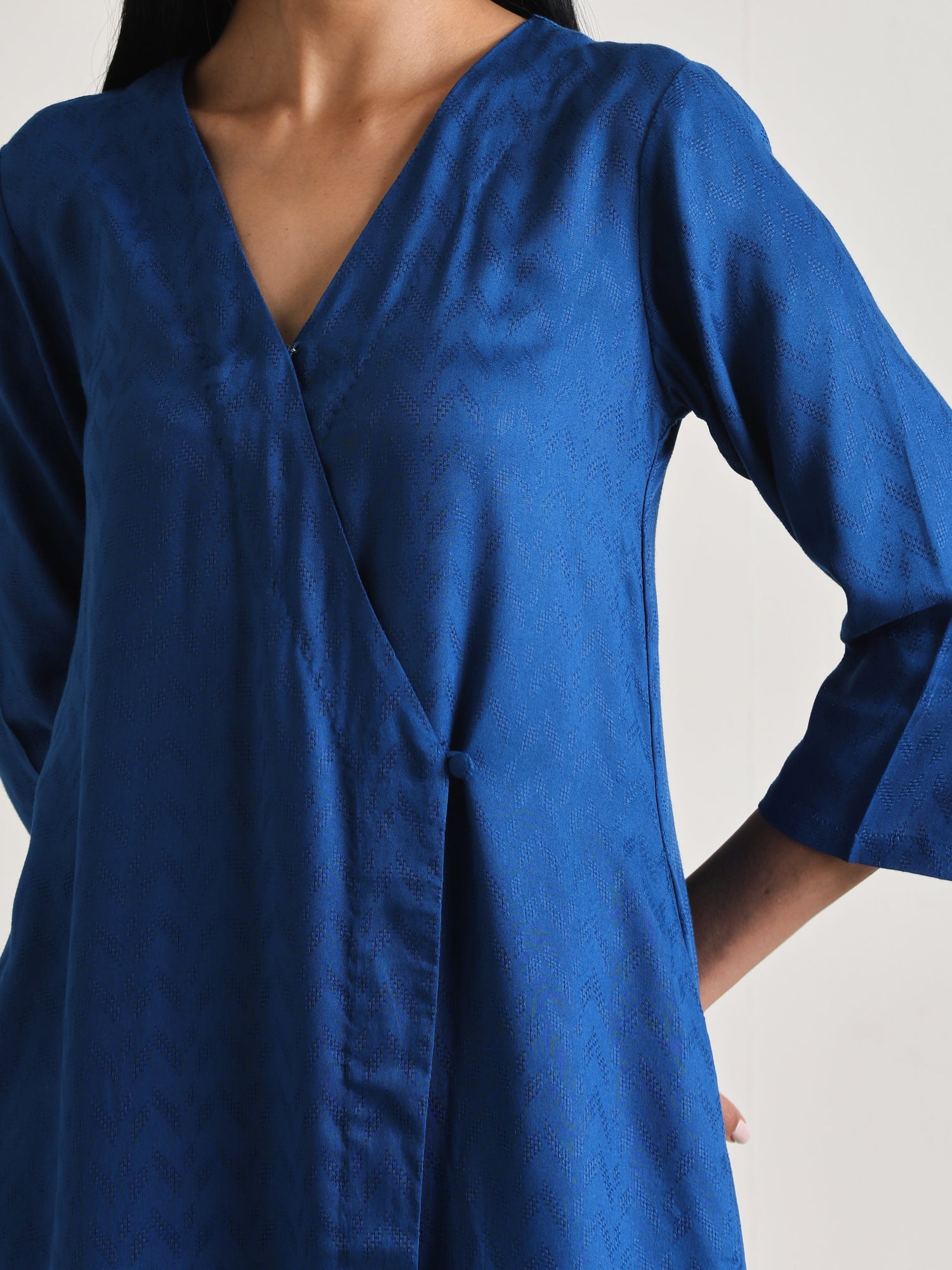 Ink Blue Angrakha Kurta Set