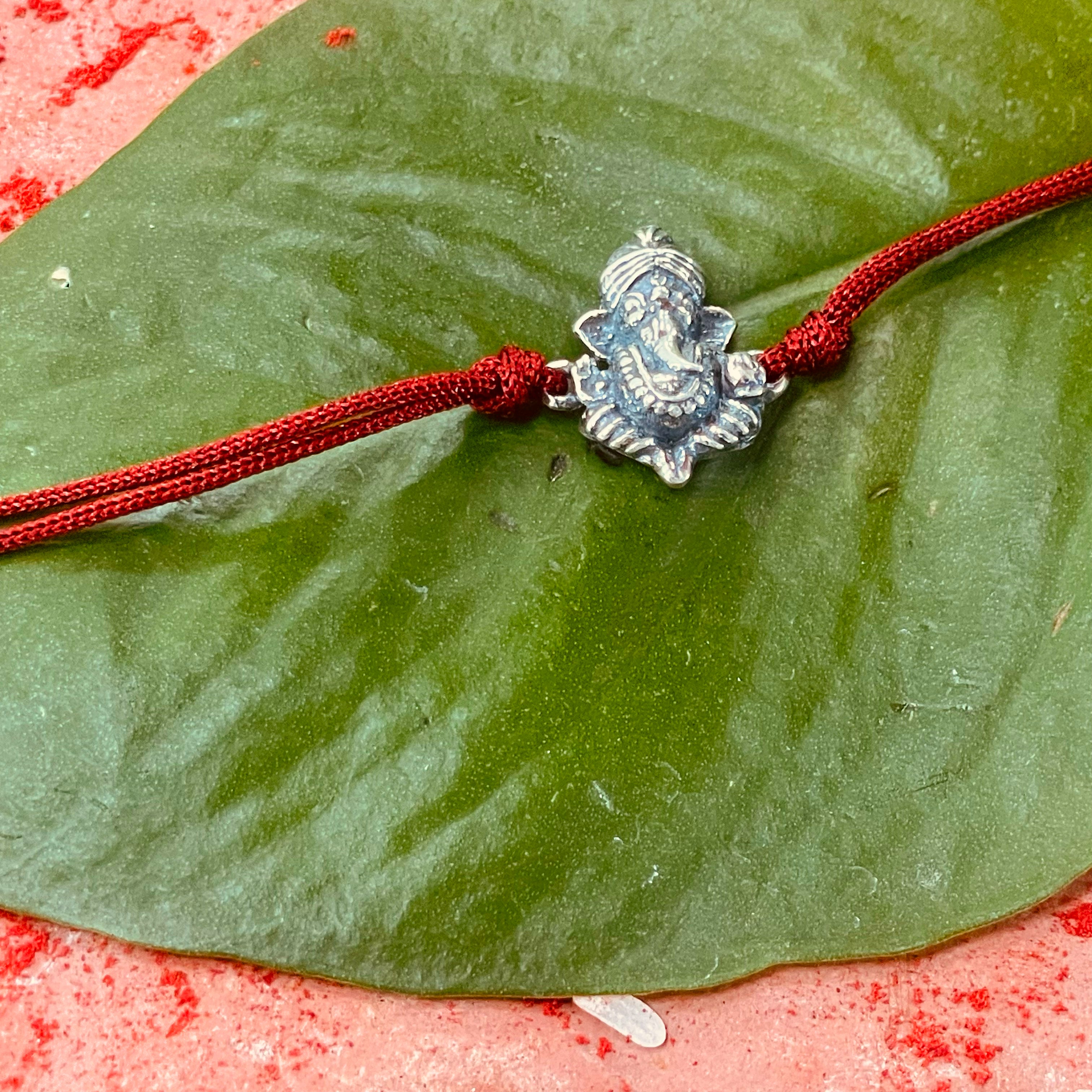 trueBrowns 925 Sterling Silver Lord Ganesh Idol Thread Rakhi