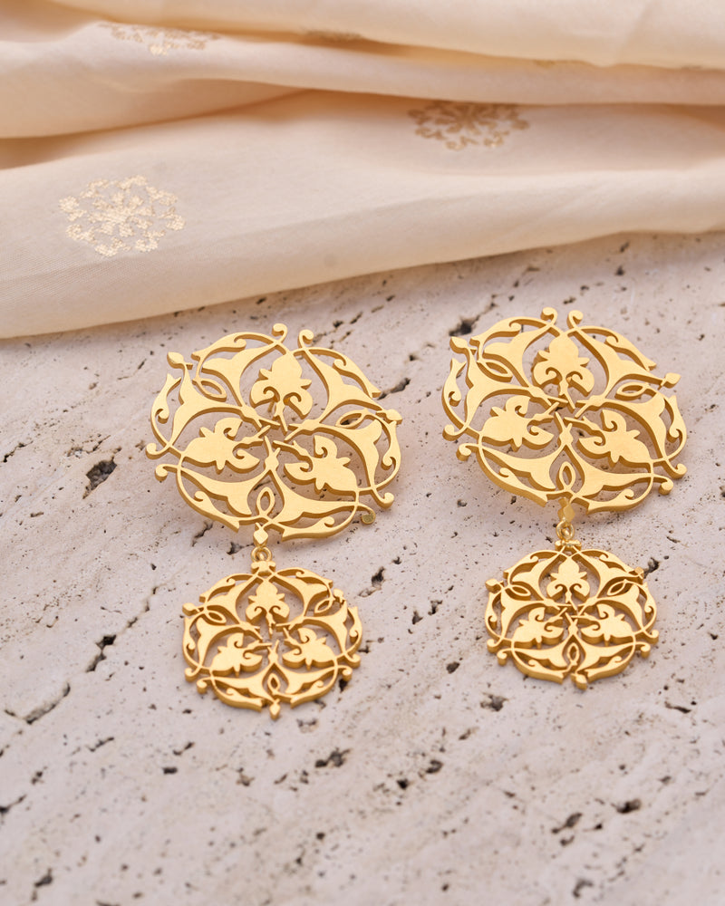 trueBrowns 22K Gold-Plated Circle Drop Earrings