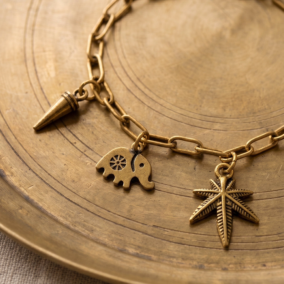trueBrowns Gold Tone Charm Bracelet Rakhi