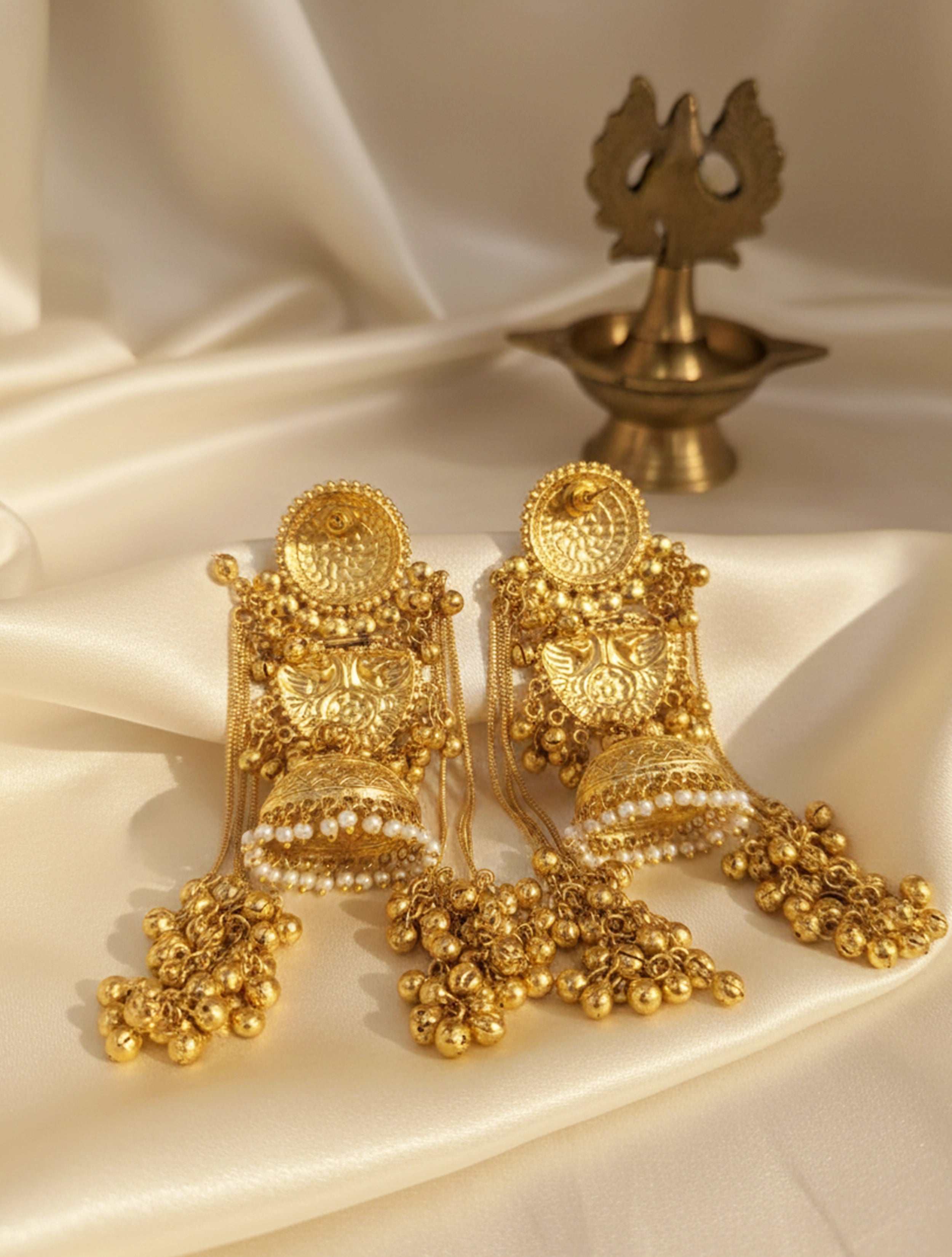 trueBrowns Kashmiri Kundan Turquoise Statement Earrings