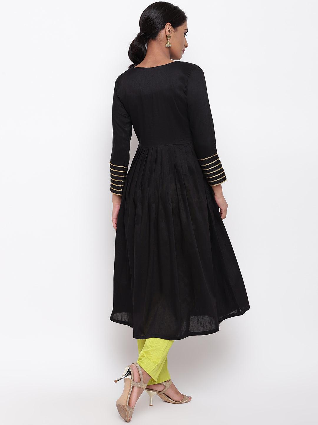 Black Embellished Sleeve Kurta-Pant - trueBrowns