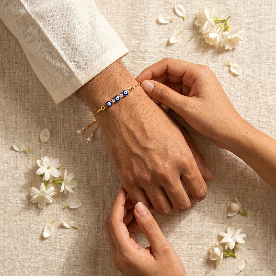 trueBrowns Blue Evil Eye Bracelet Rakhi