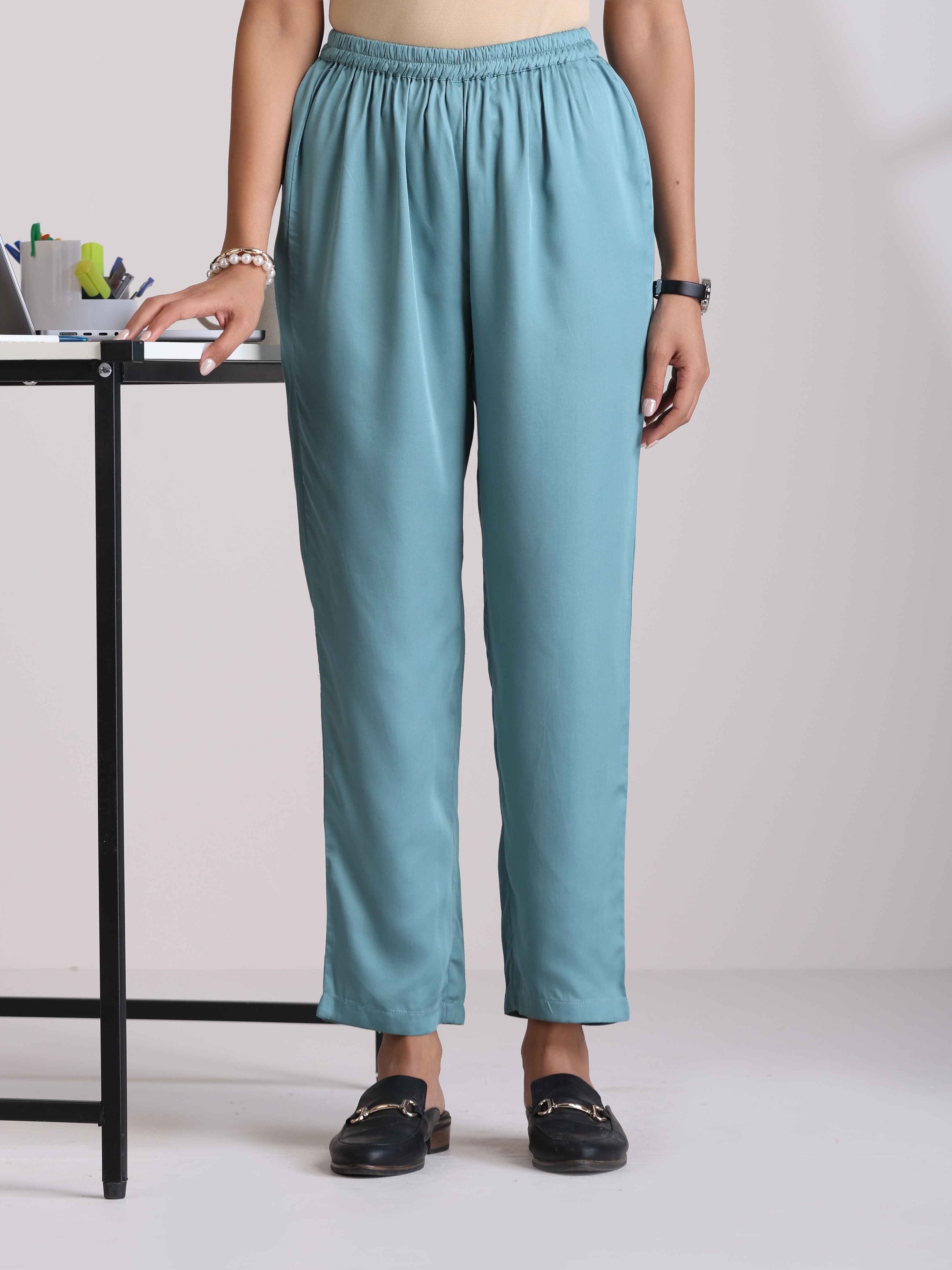 trueBrowns Light Blue Modal Straight Kurta Co-ord Set