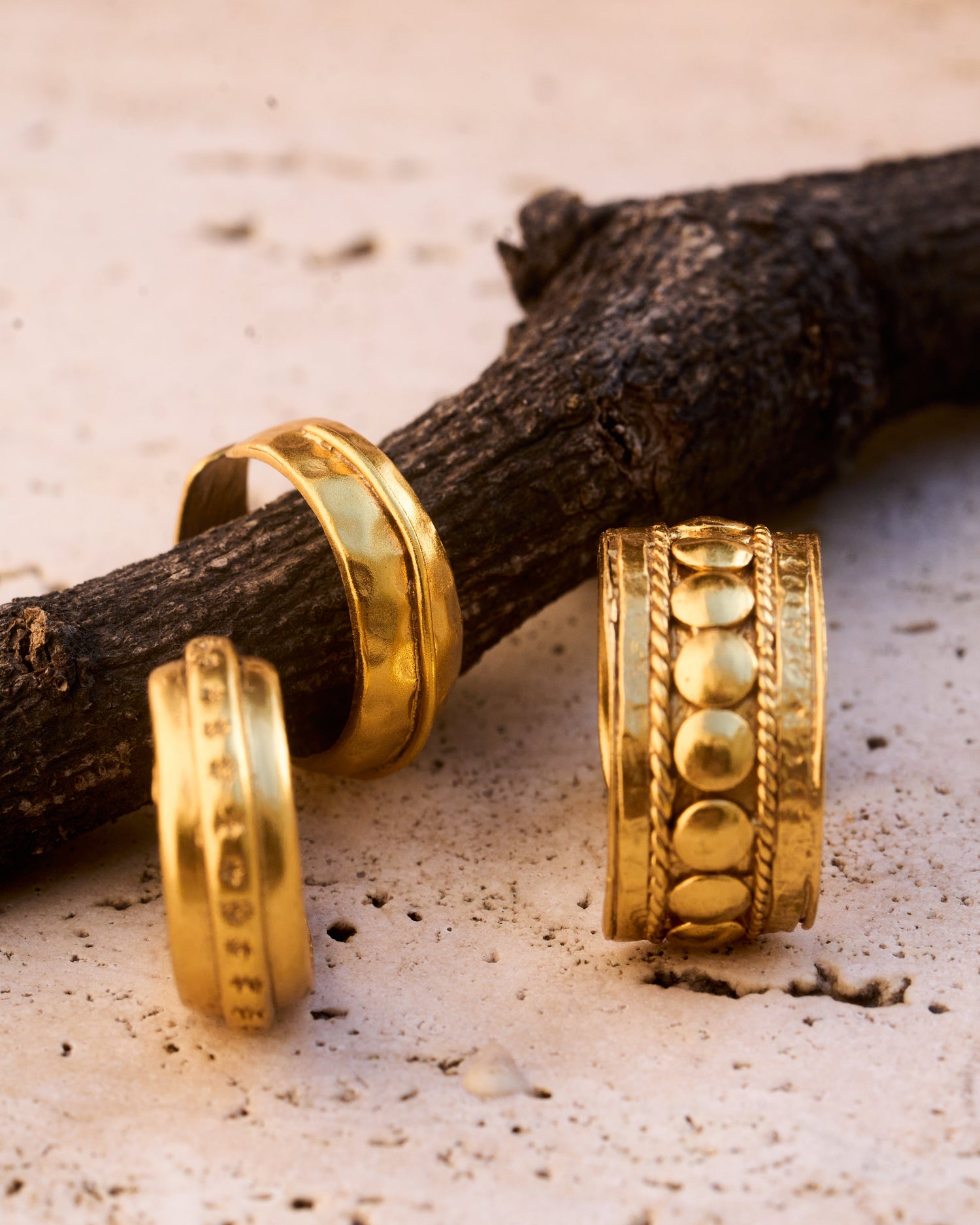 trueBrowns 22K Gold-Plated 3-Piece Midi Rings