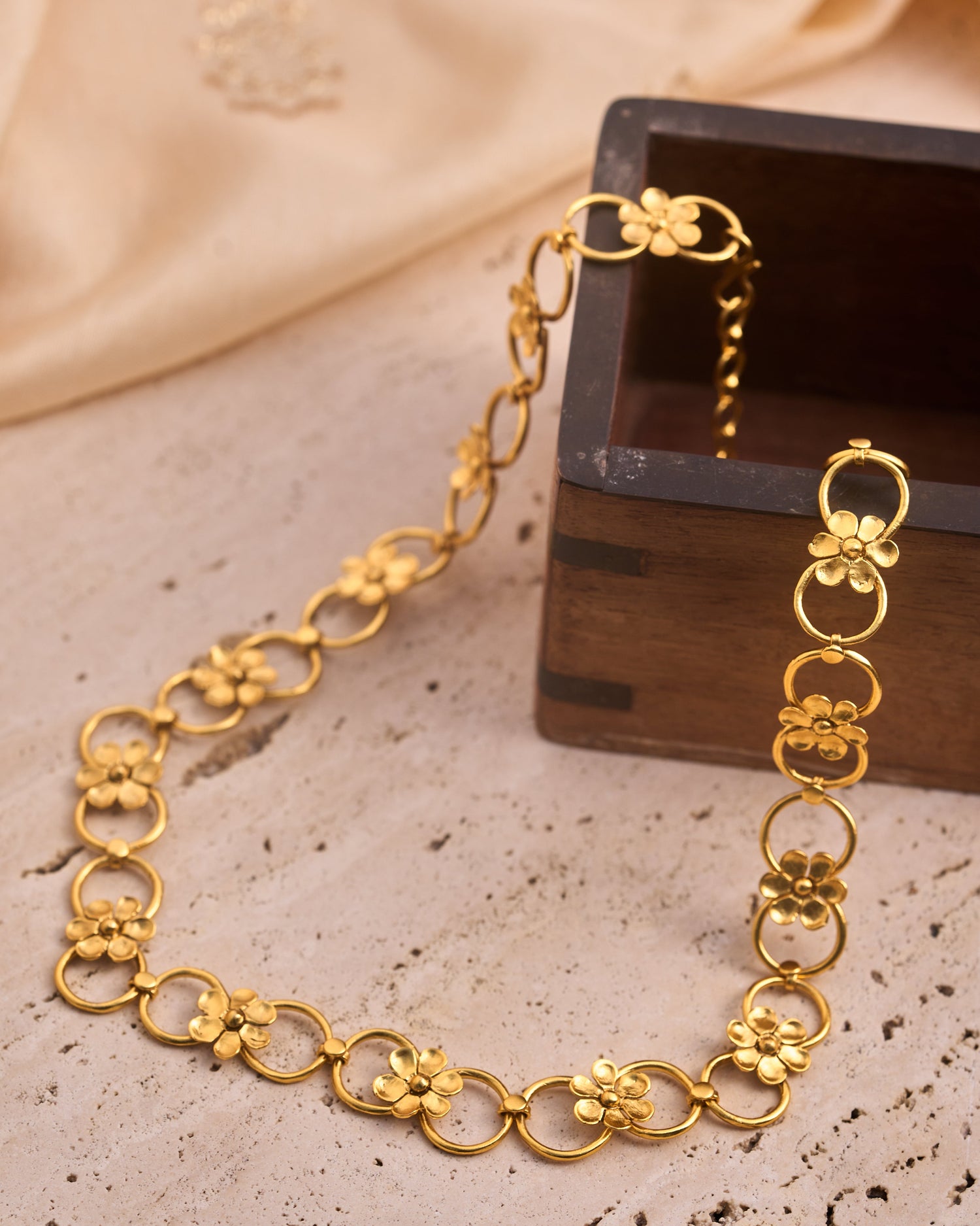 trueBrowns 22K Gold-Plated Floral Necklace