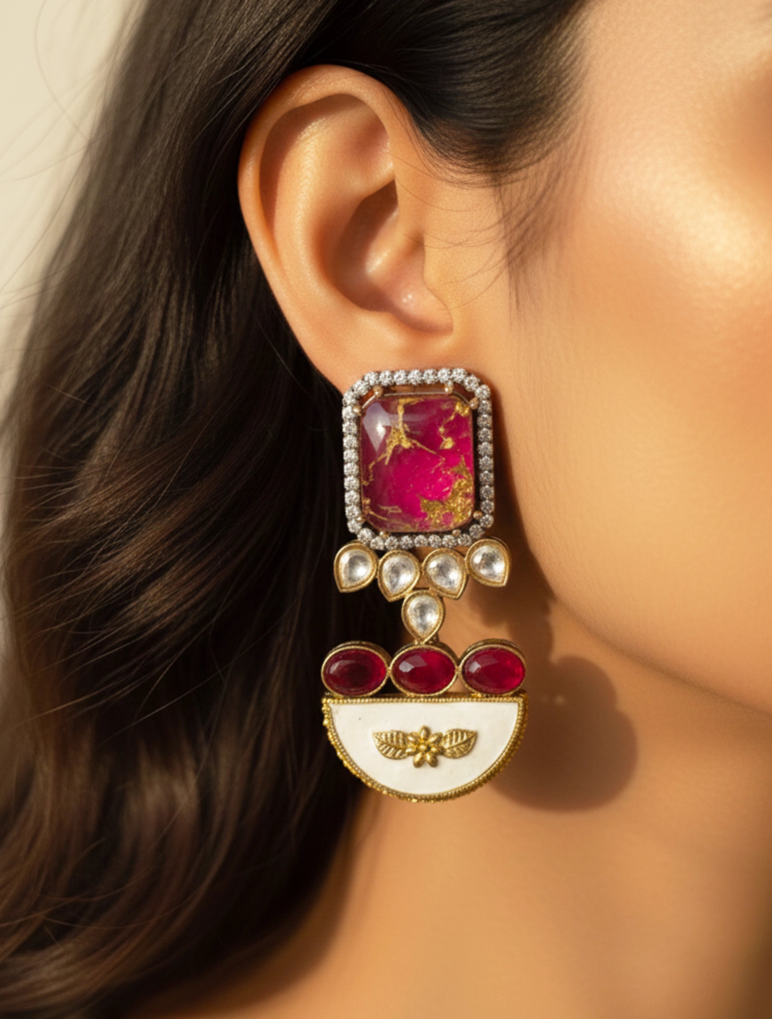 trueBrowns Purple Stone Earrings