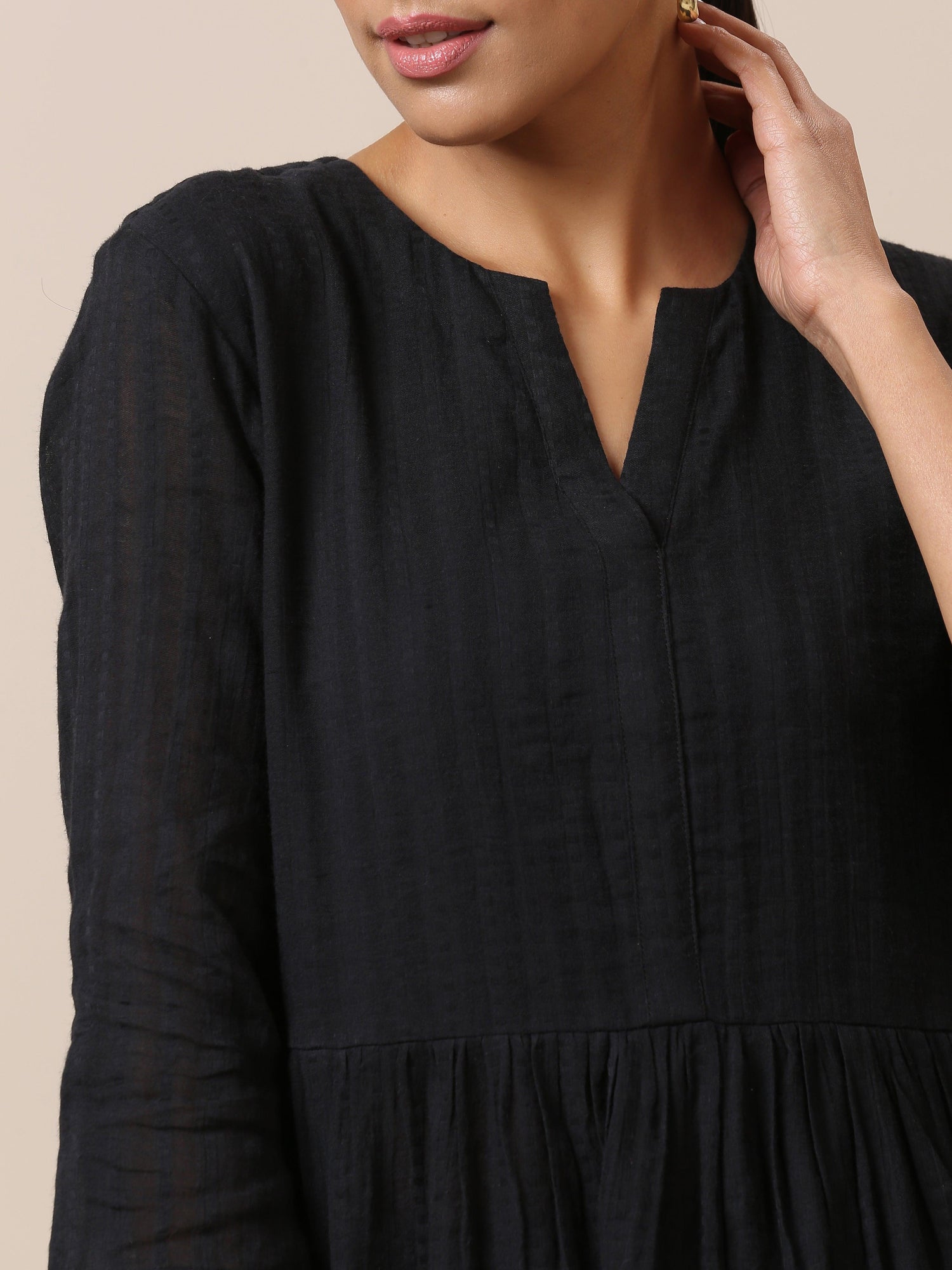 Cotton Black Flared Kurta Pant Set - trueBrowns