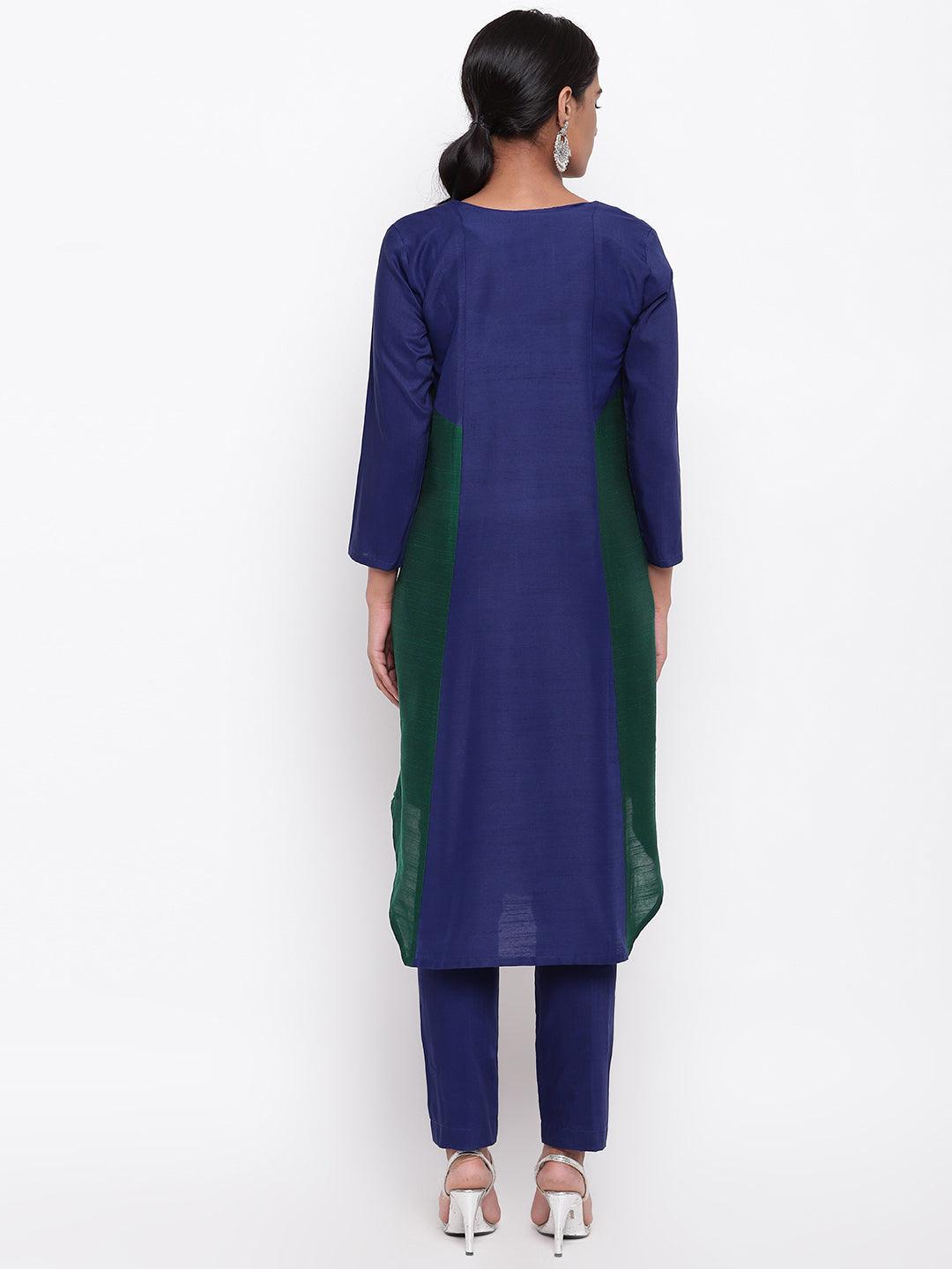 Silk Blend Panelled Kurta-Pant - trueBrowns