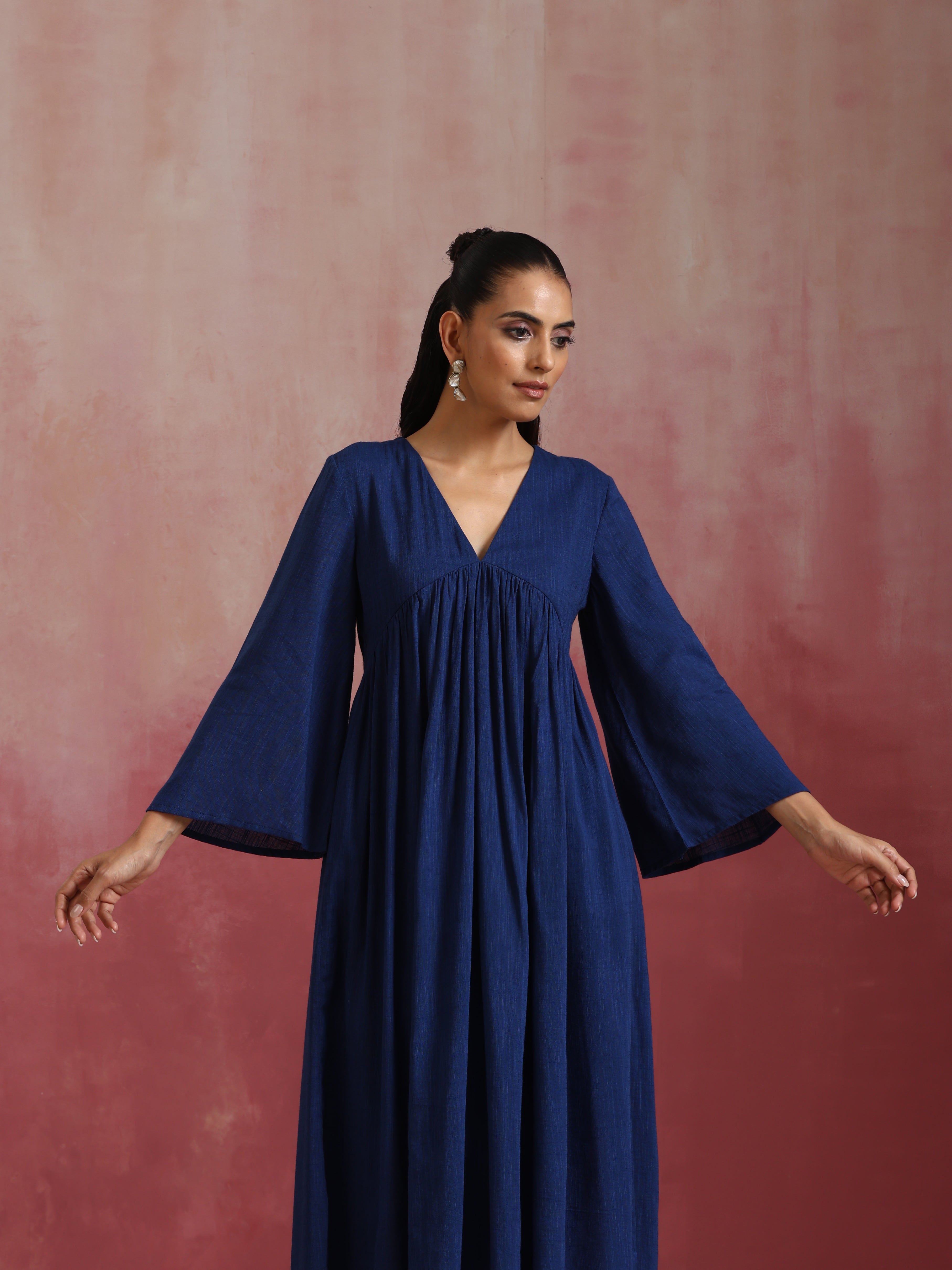 trueBrowns Blue Cotton Dobby Kurta Set