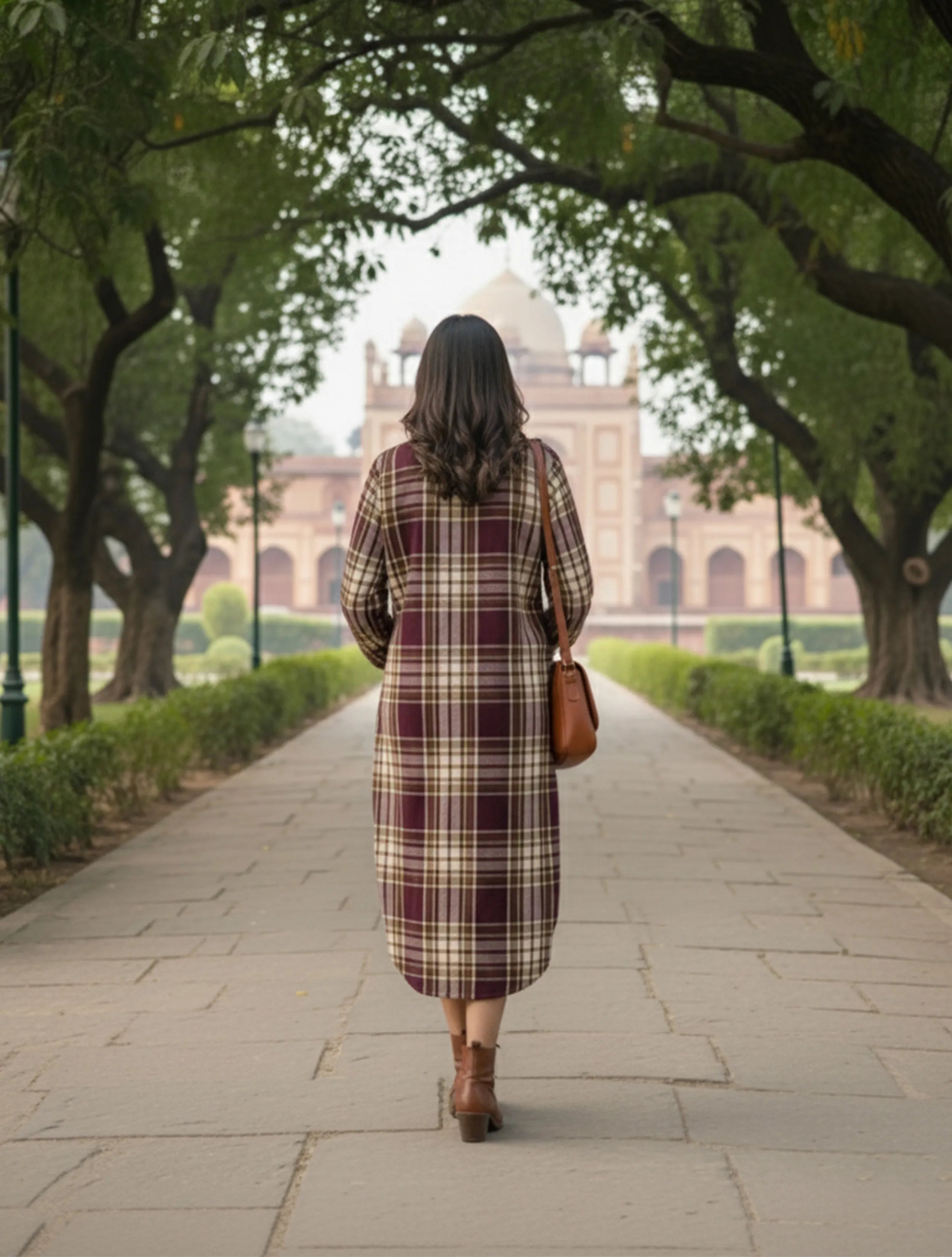 trueBrowns Cola Check Long Shirt Dress