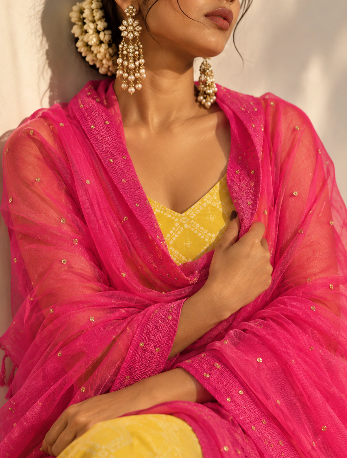 trueBrowns Pink Organza Dupatta