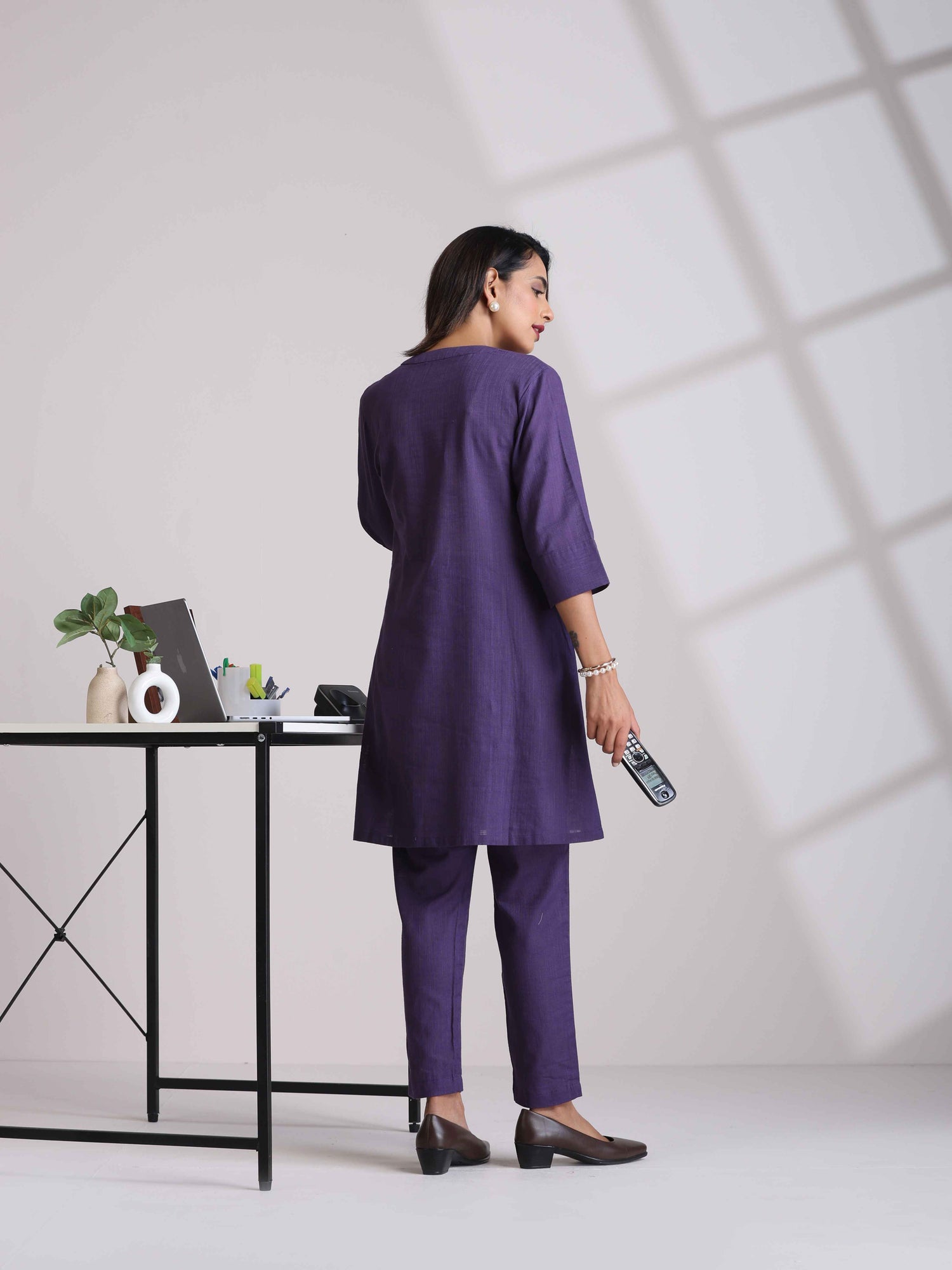 trueBrowns Purple Cotton Relaxed Co-ord Set