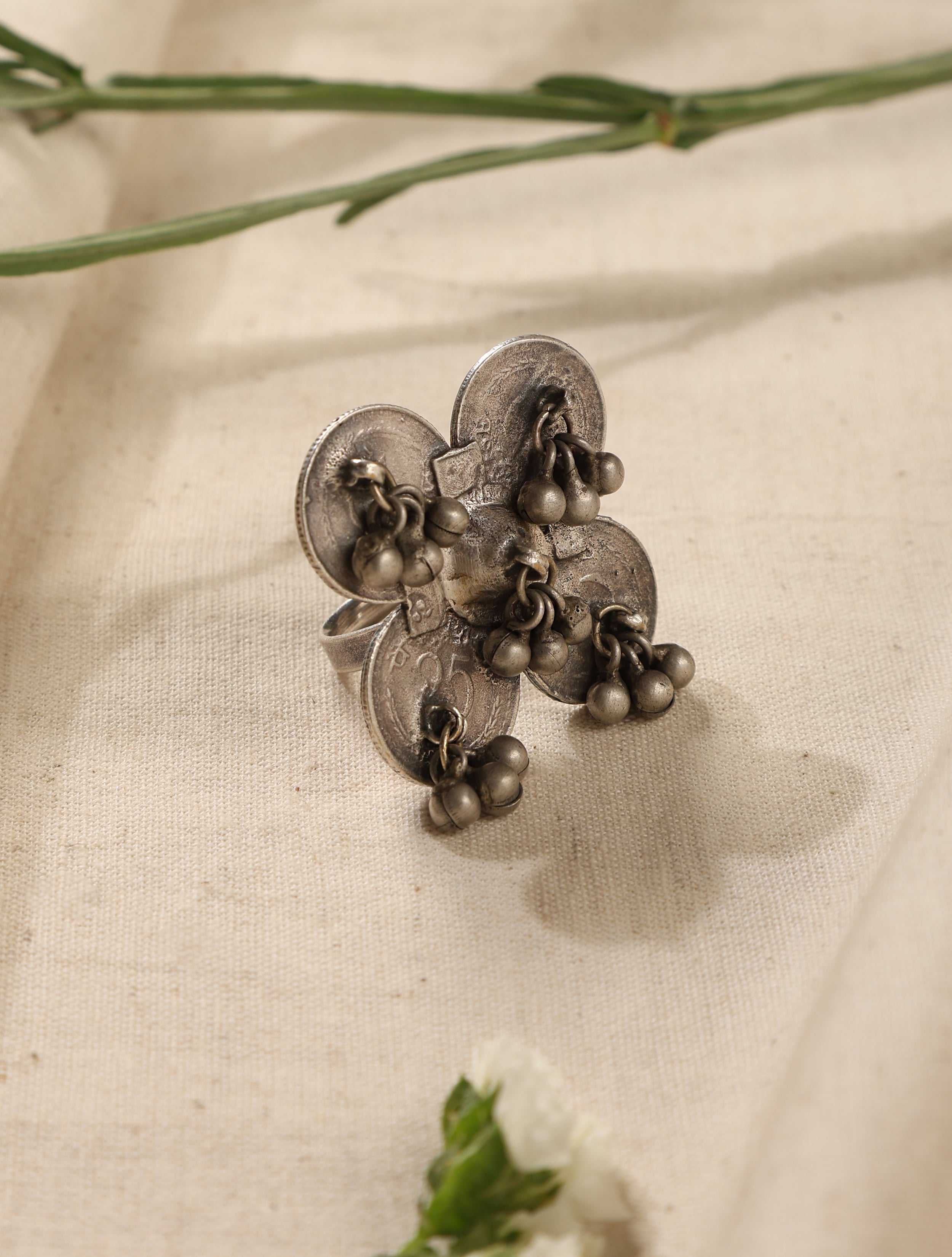 trueBrowns Silver Coin Cluster Ring